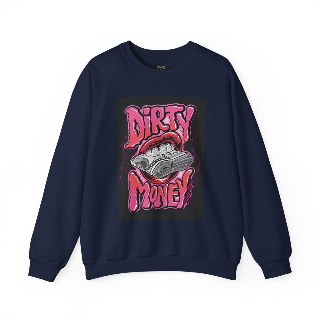 Dirty Money Crewneck Sweatshirt – Retro Graphic Money & Lips Design