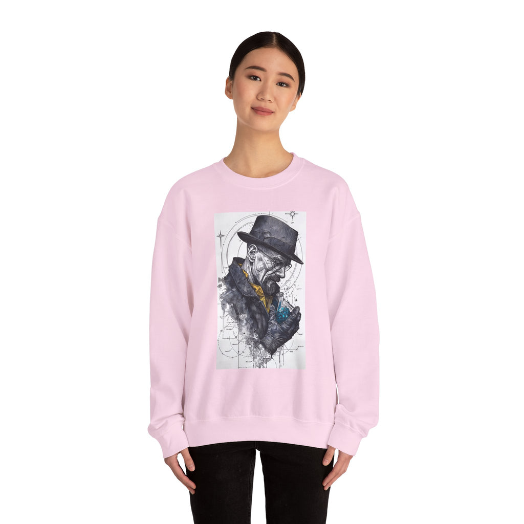 Crewneck Sweatshirt — Heisenberg Portrait with Blue Crystal Art