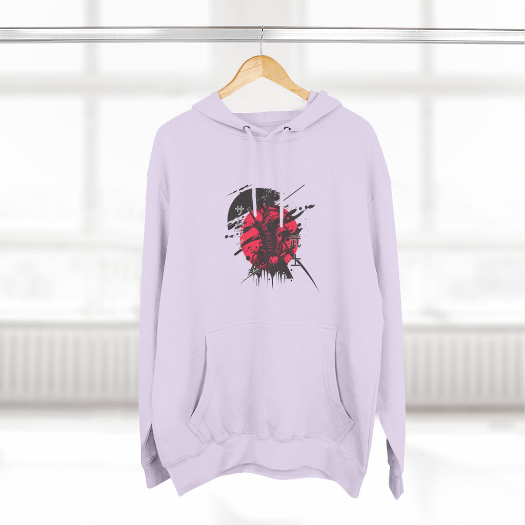 Grunge Rising Hoodie — Red Sun Graphic Fleece Hoodie