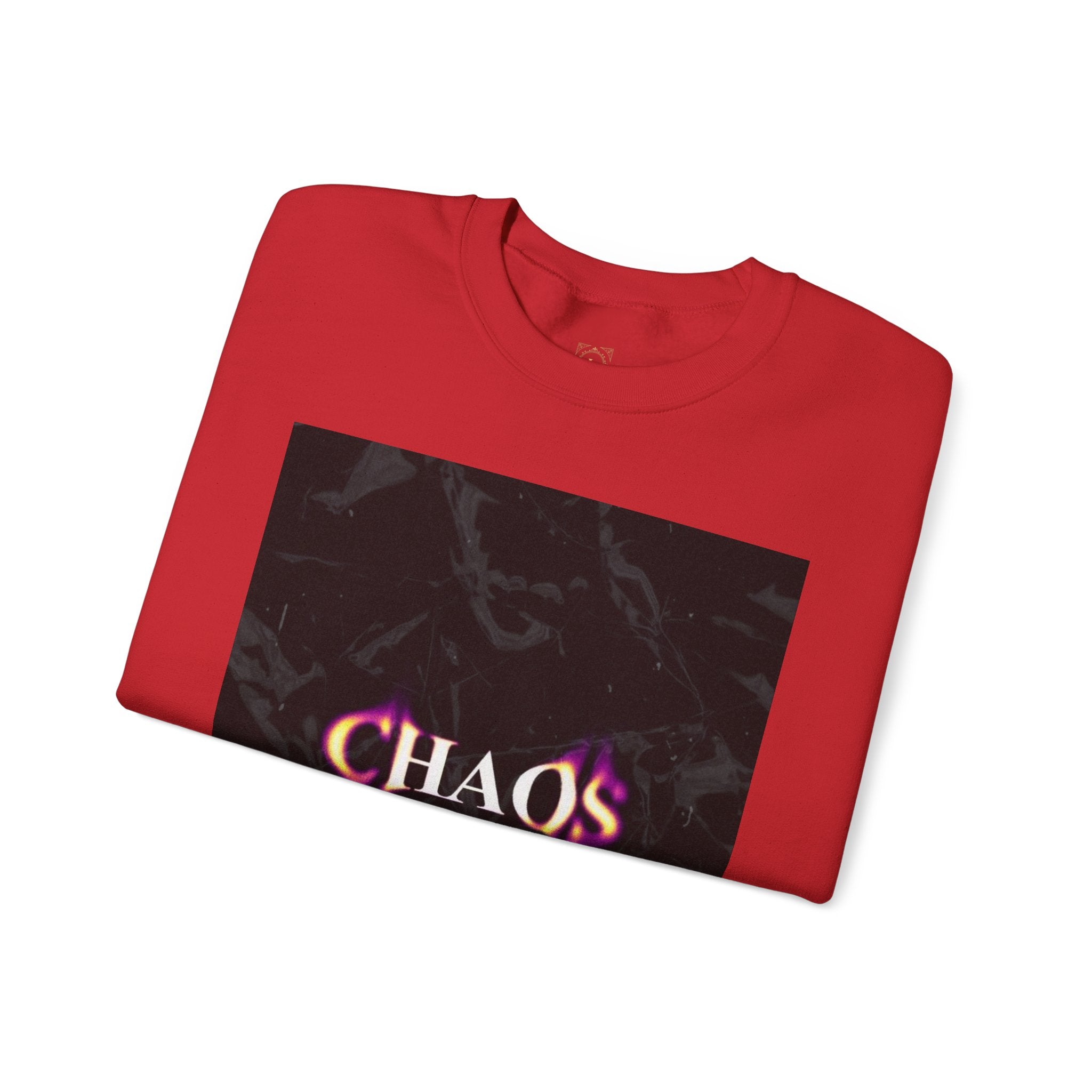 Chaos Graphic Crewneck Sweatshirt — "CHAOS in my mind" Gothic Wing Design