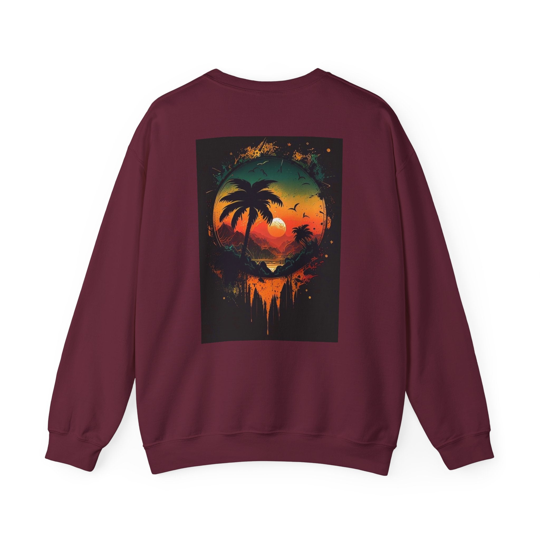 Sunset Island Sweatshirt — Tropical Palm Sunset Crewneck