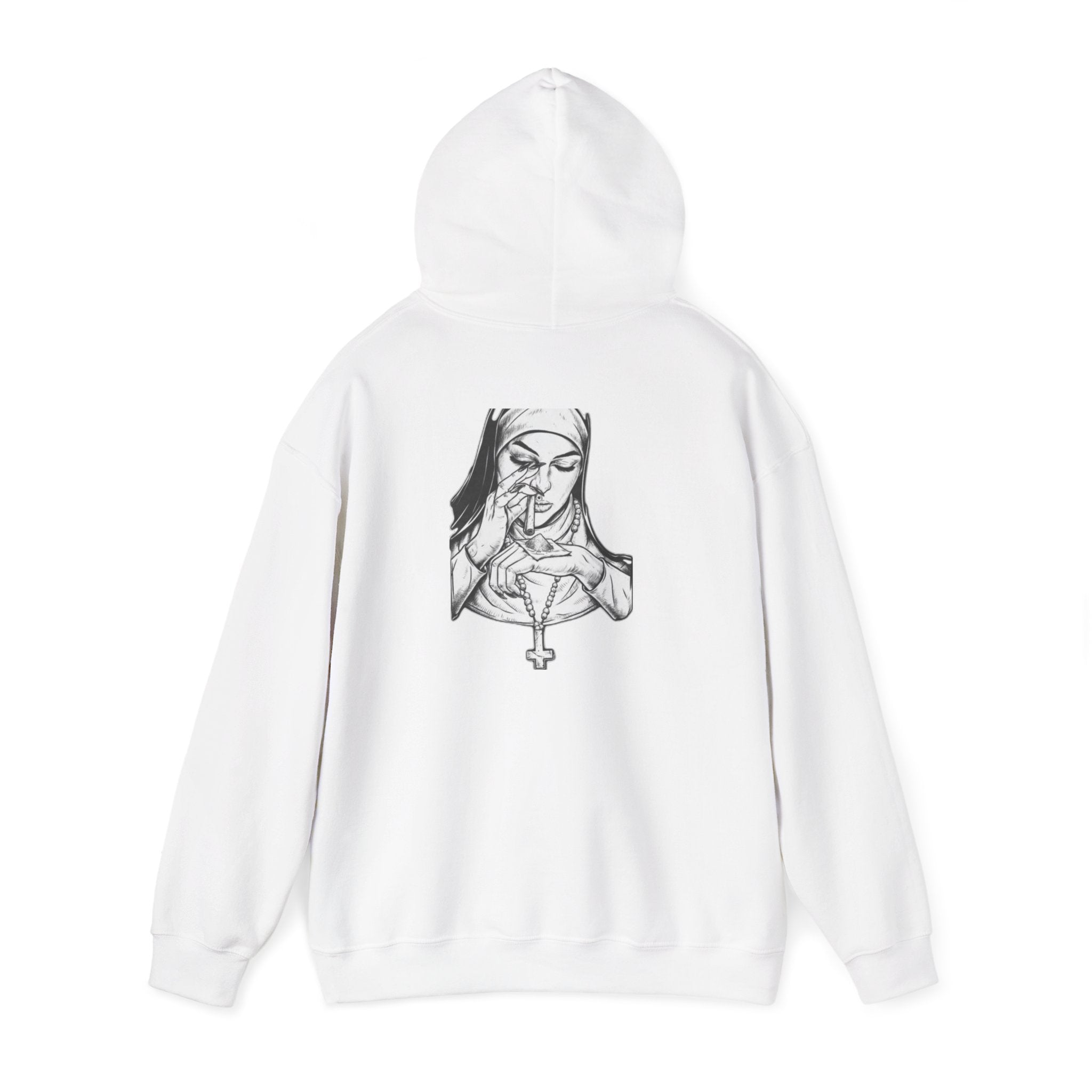 Praying Nun Graphic Hoodie – Gothic Religious Illustration Sweatshirt