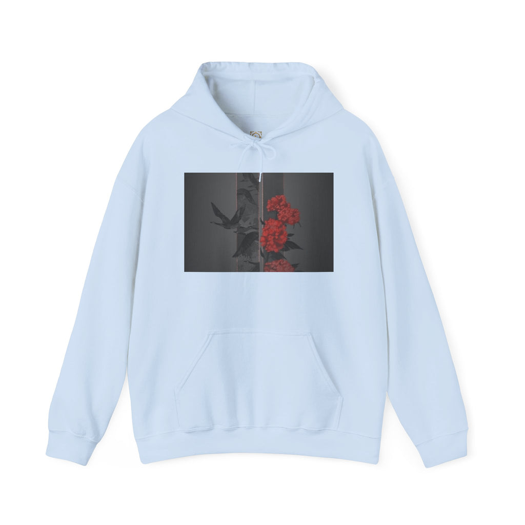 Floral Noir Hoodie — Red Roses on Dark Background