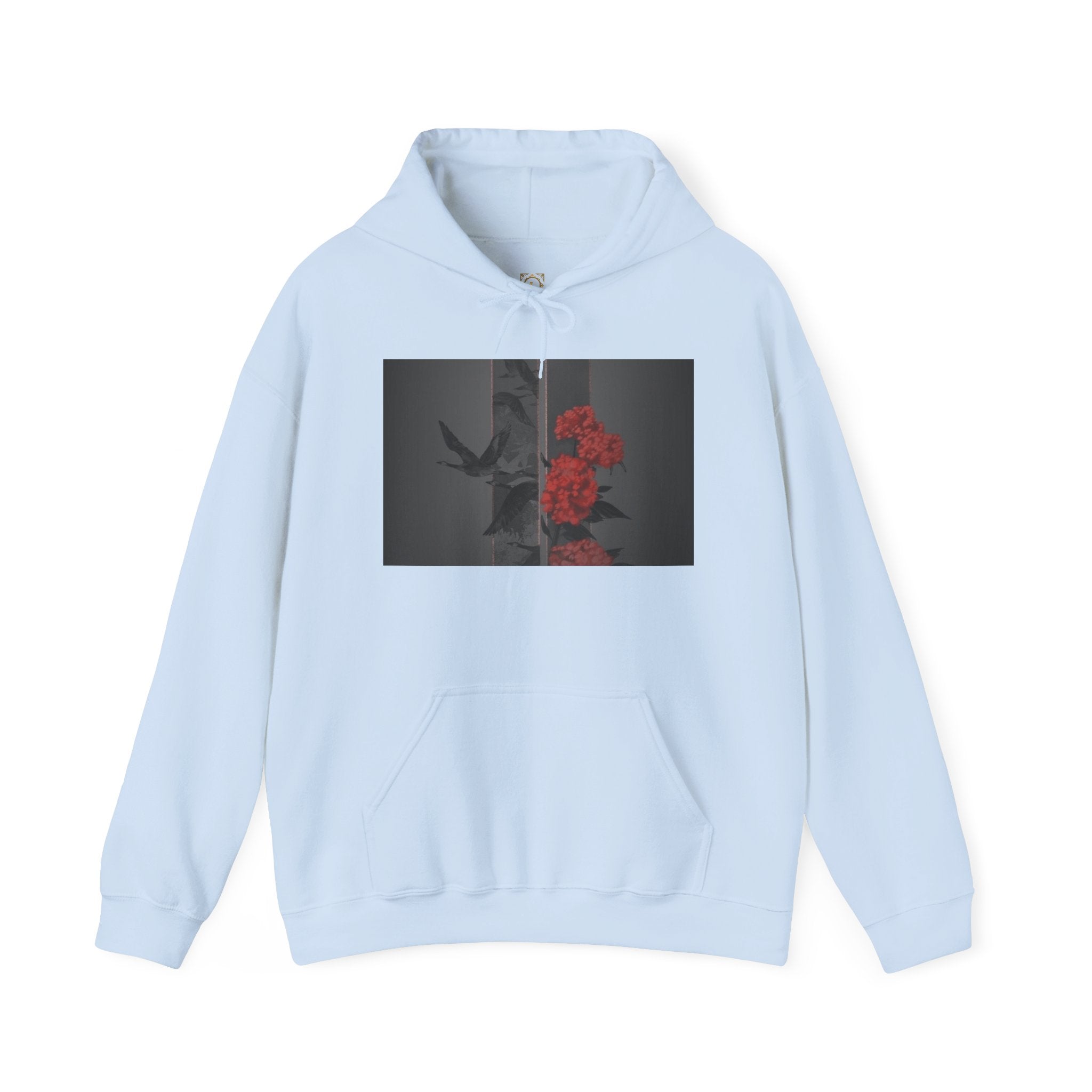Floral Noir Hoodie — Red Roses on Dark Background