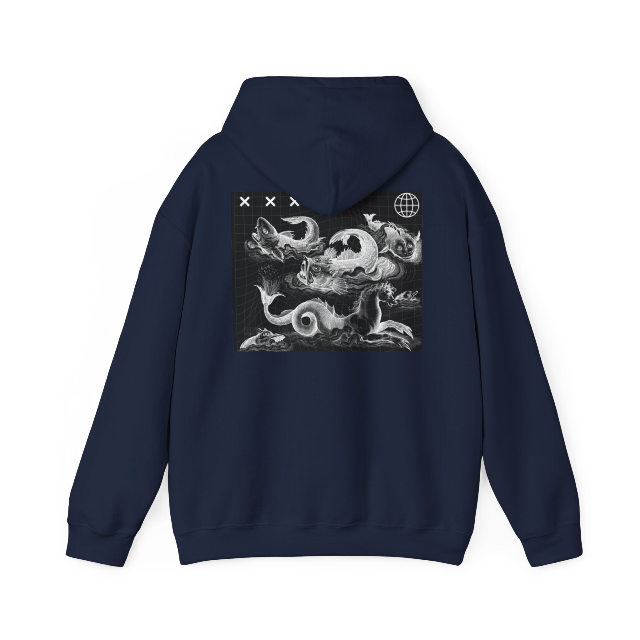 Skull Waves Hoodie — Gothic Nautical Skull Graphic Pullover