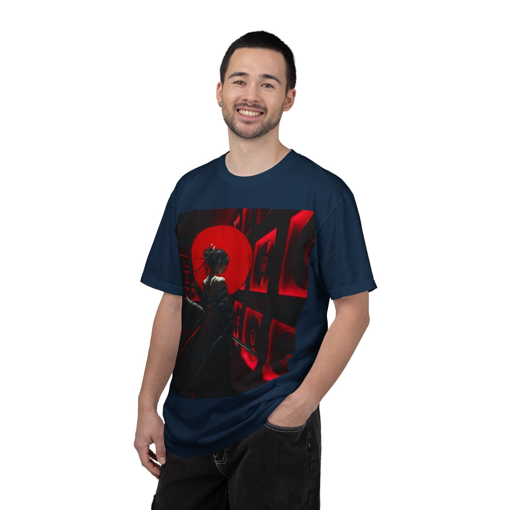 Red Moon Samurai T-Shirt — Dramatic Anime Art Tee with 'LEGACIESS' Back Logo