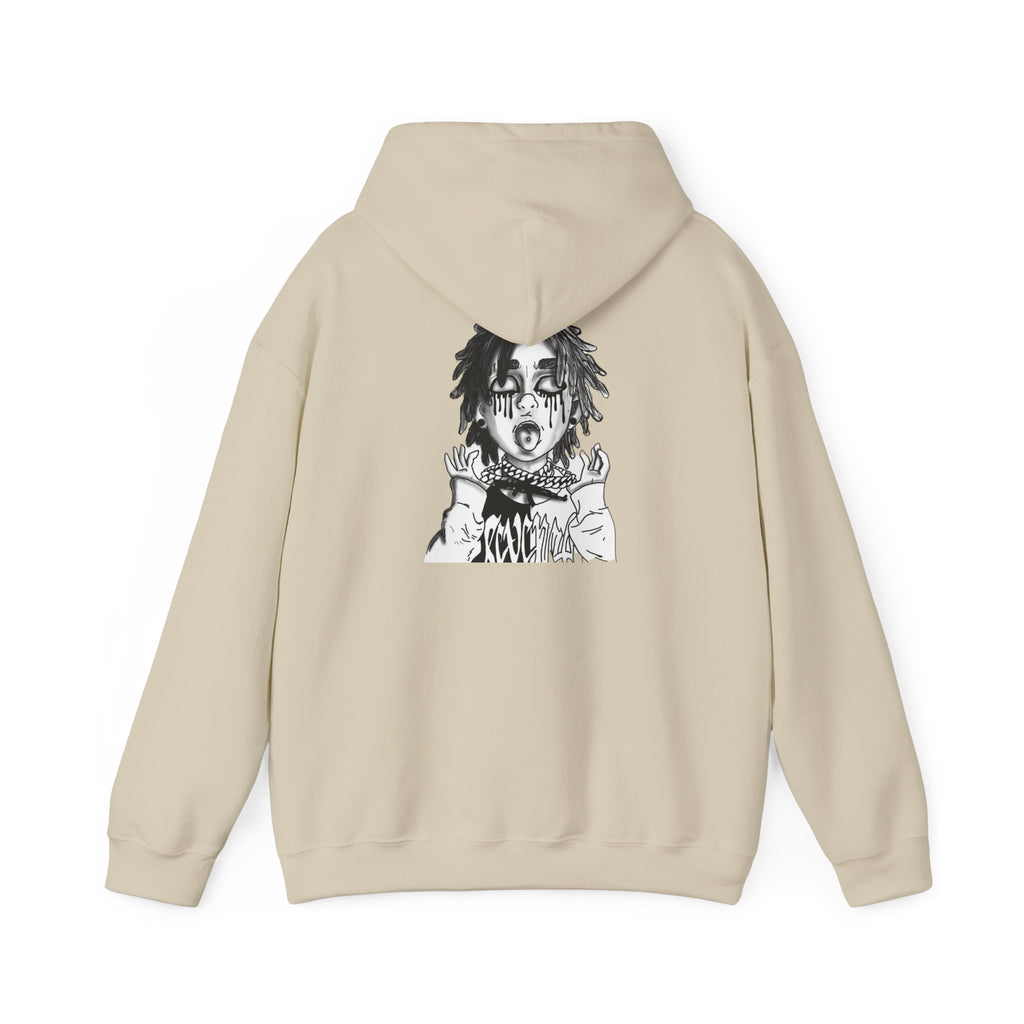 Horror Manga Hoodie — Black & White Creepy Portrait Pullover