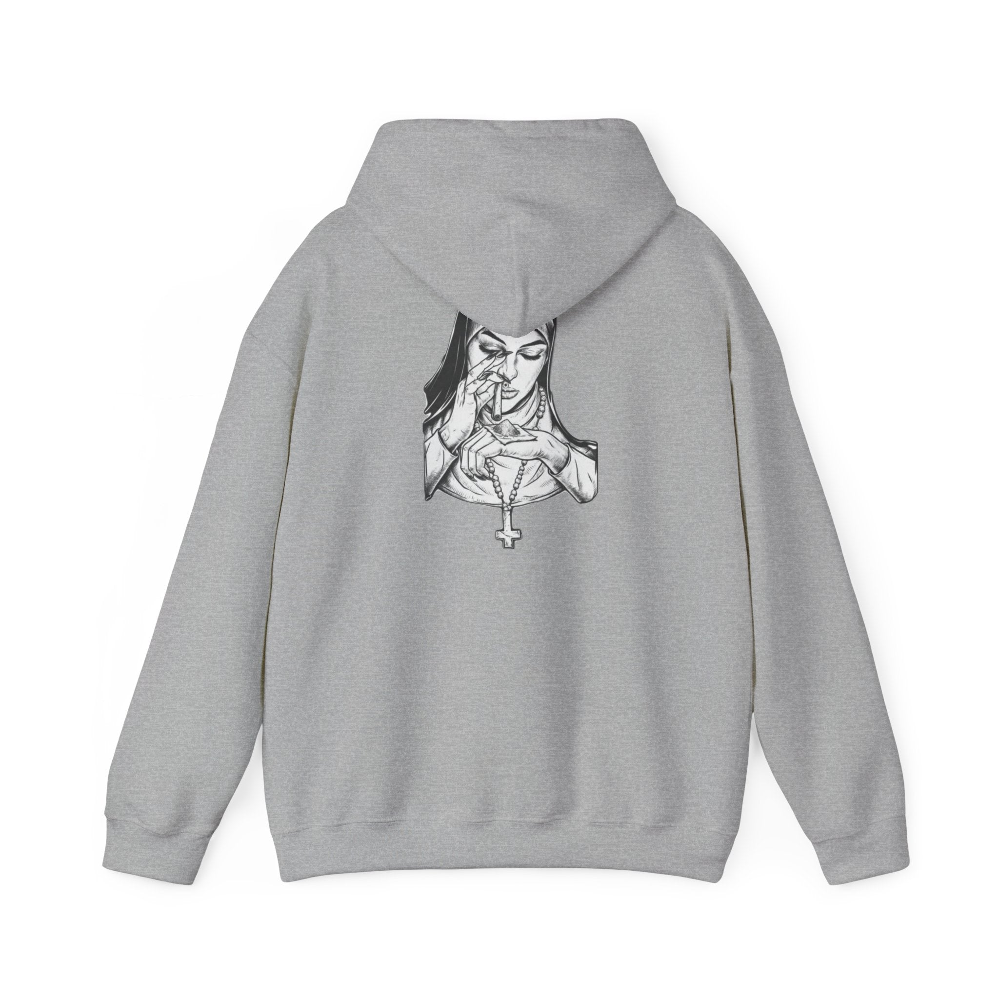 Praying Nun Graphic Hoodie – Gothic Religious Illustration Sweatshirt