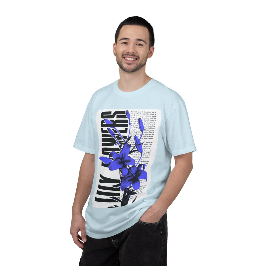 Floral Legacy Graphic T-Shirt — Bold Blue Orchid Design