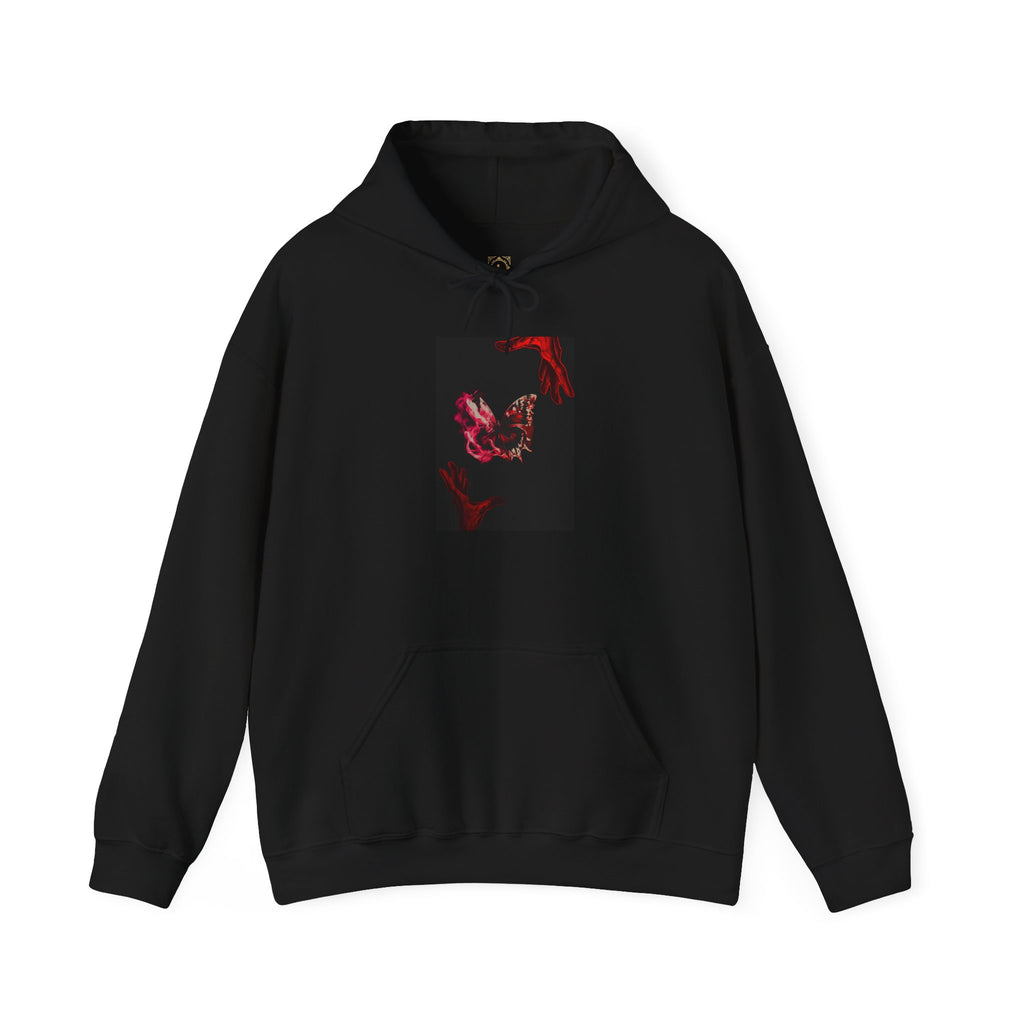 Floral Smoke Hoodie — Dark Red Rose Graphic Hooded Sweatshirt