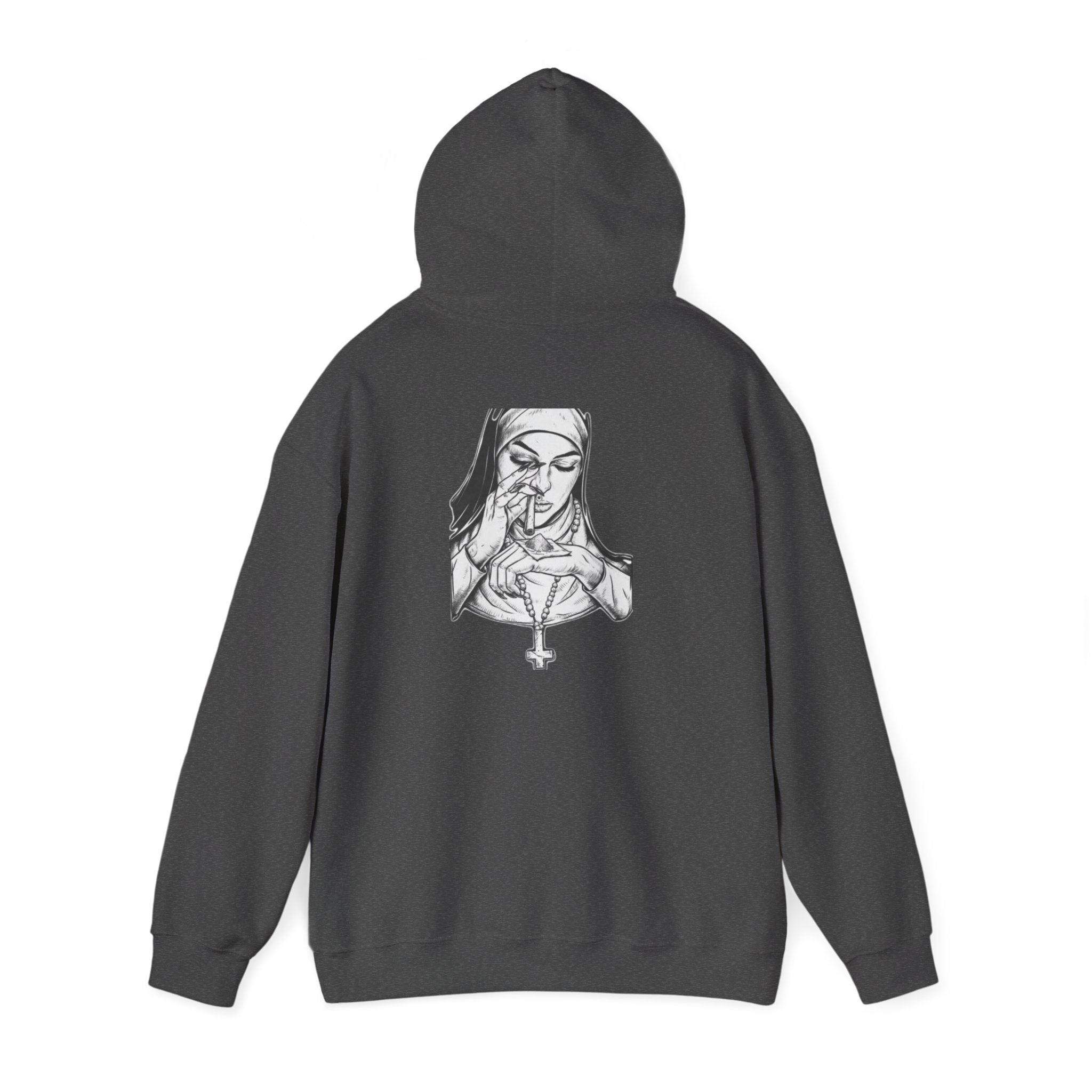 Praying Nun Graphic Hoodie – Gothic Religious Illustration Sweatshirt