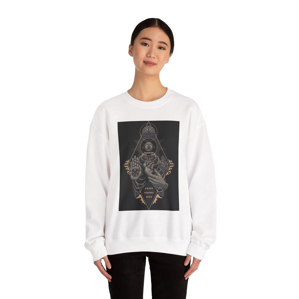 Crewneck Sweatshirt — Occult Skeleton Eye Graphic