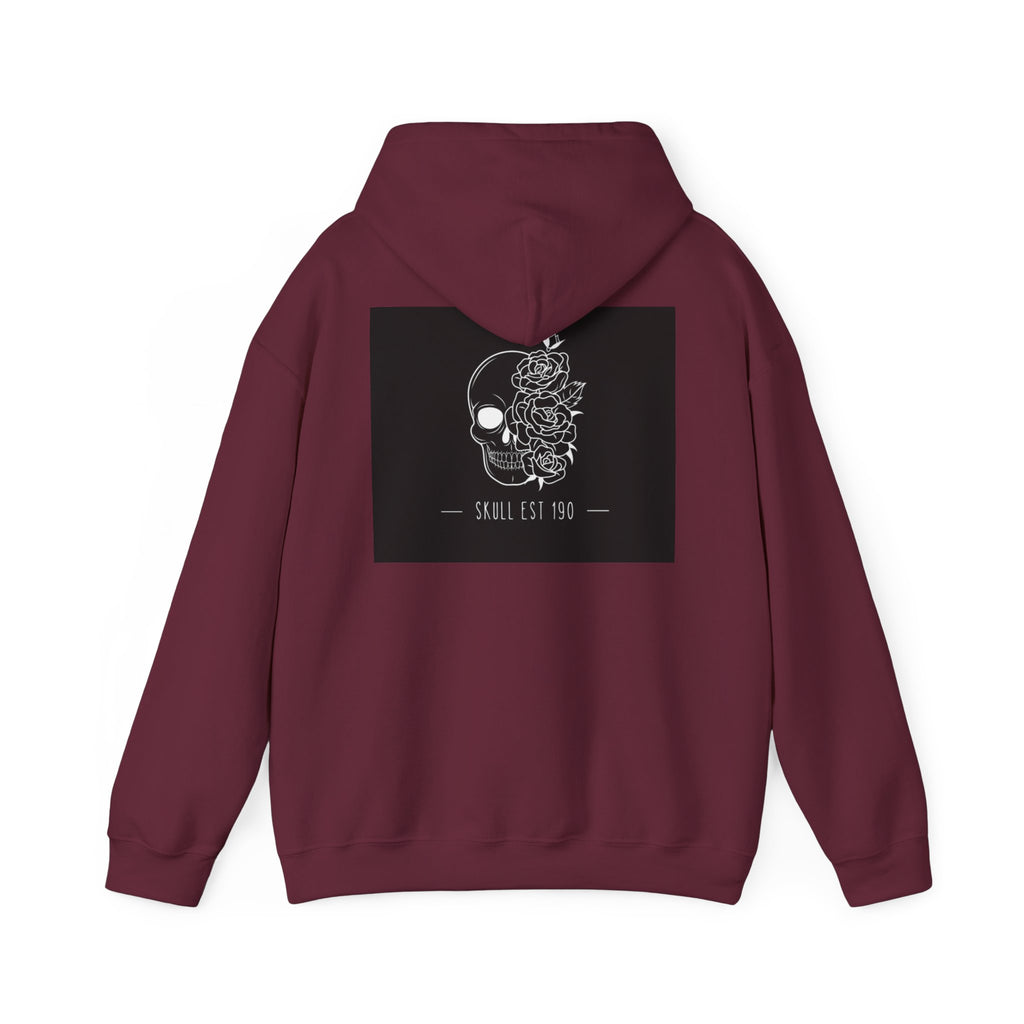 Skull & Roses Hoodie — 'Skull Est 199' Gothic Graphic Pullover