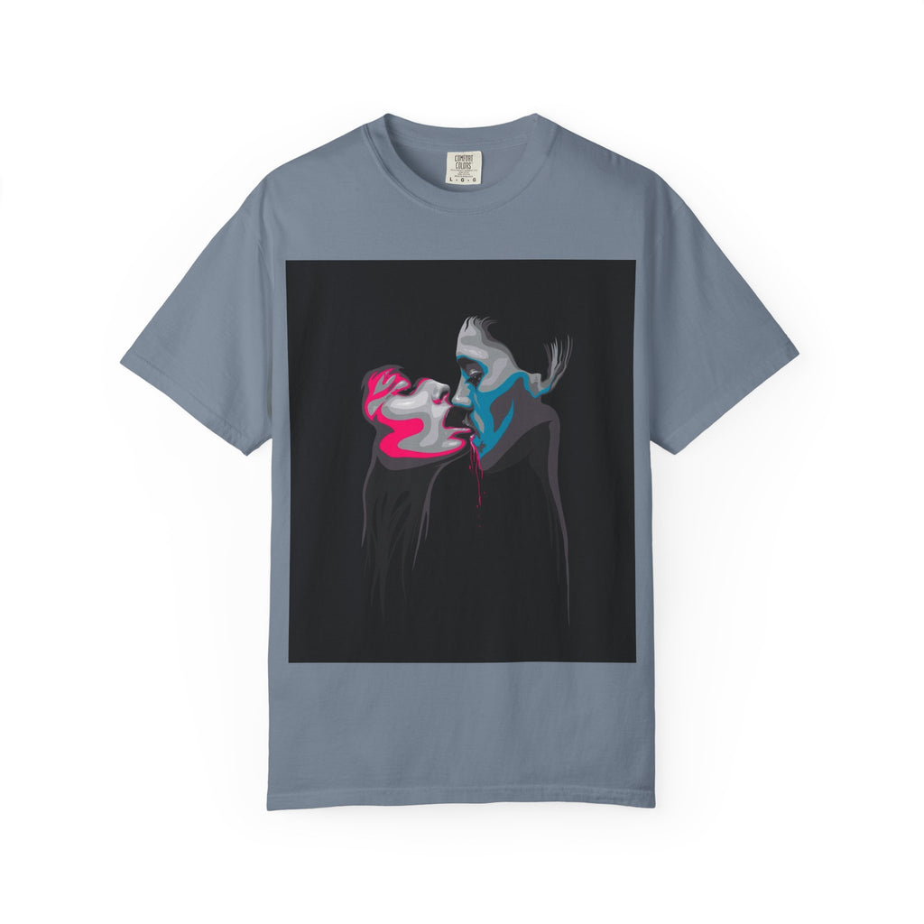 Abstract Neon Kiss T-Shirt — 'Legaciess' Back Logo Graphic Tee