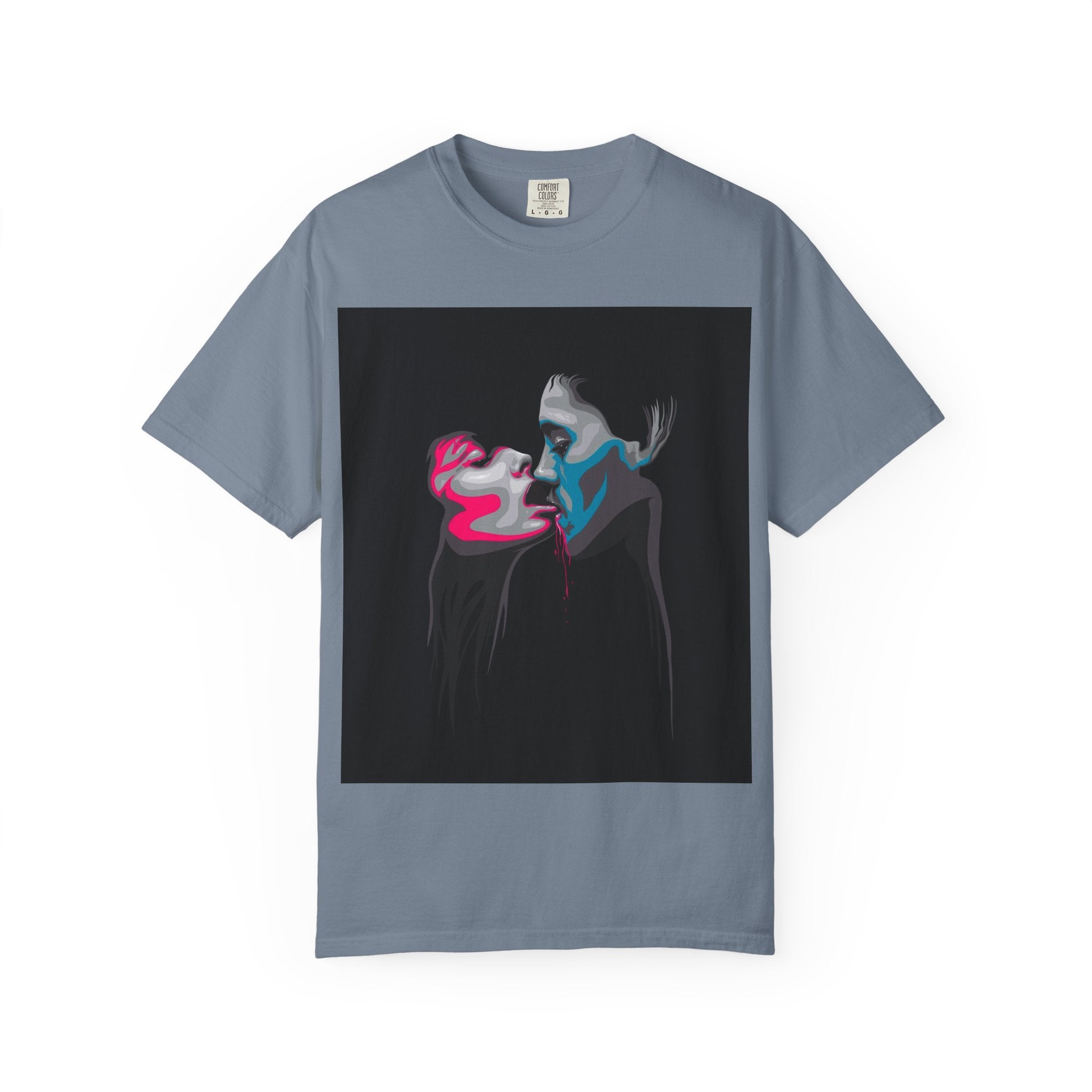 Abstract Neon Kiss T-Shirt — 'Legaciess' Back Logo Graphic Tee
