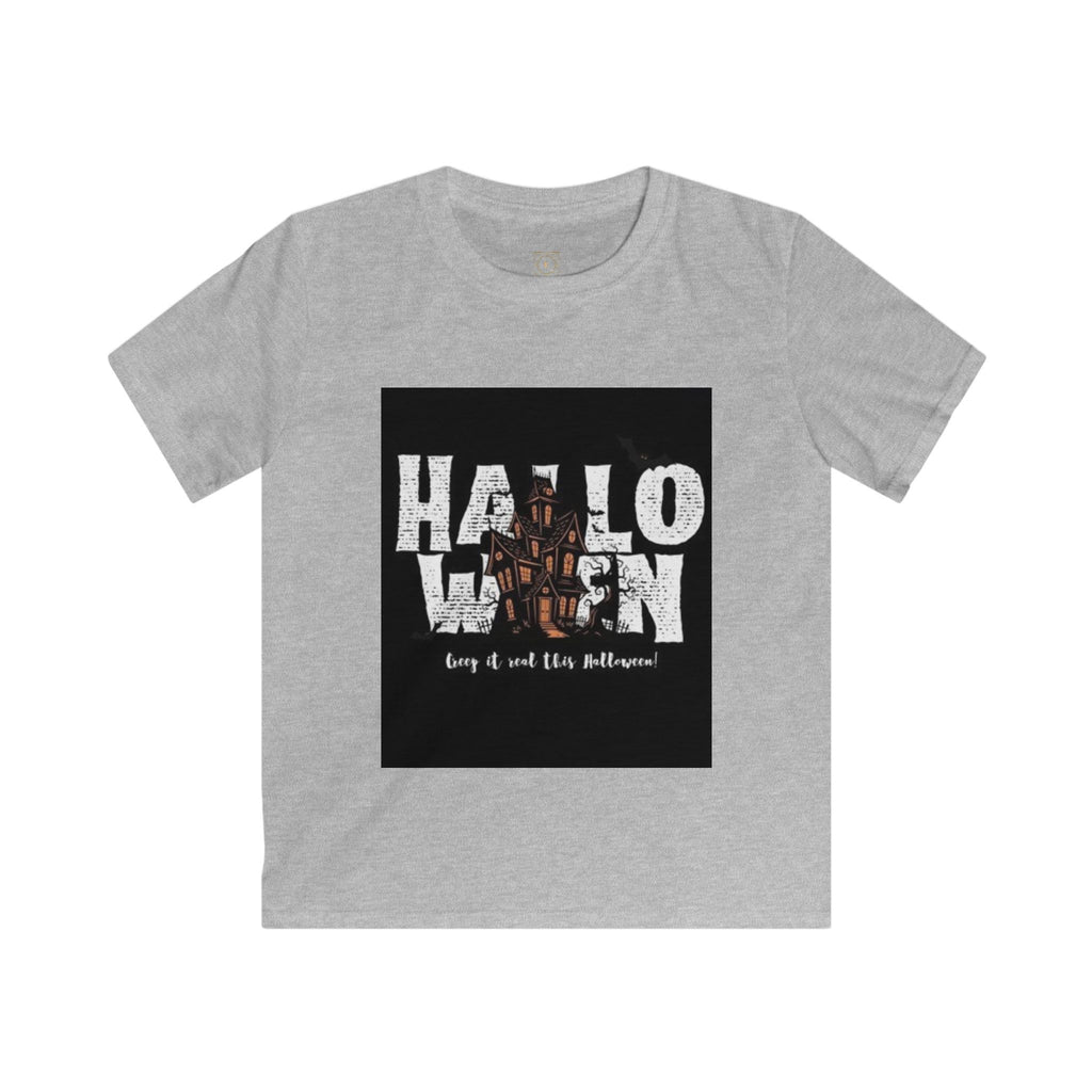 Halloween Haunted House Kids Tee — "Happy Halloween" Graphic T‑Shirt for Kids