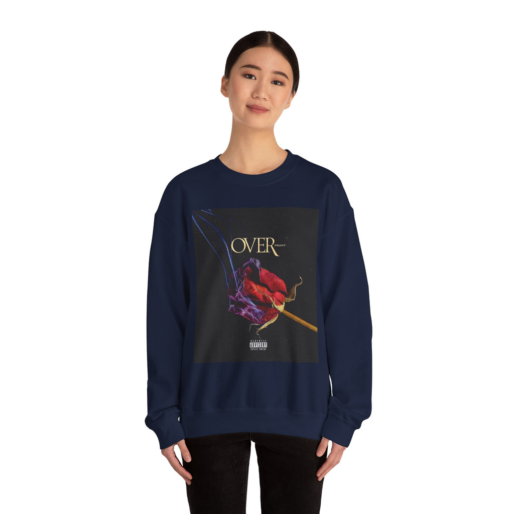 Crewneck Sweatshirt - "OVER" Rose Graphic with Legaciess Gold Logo