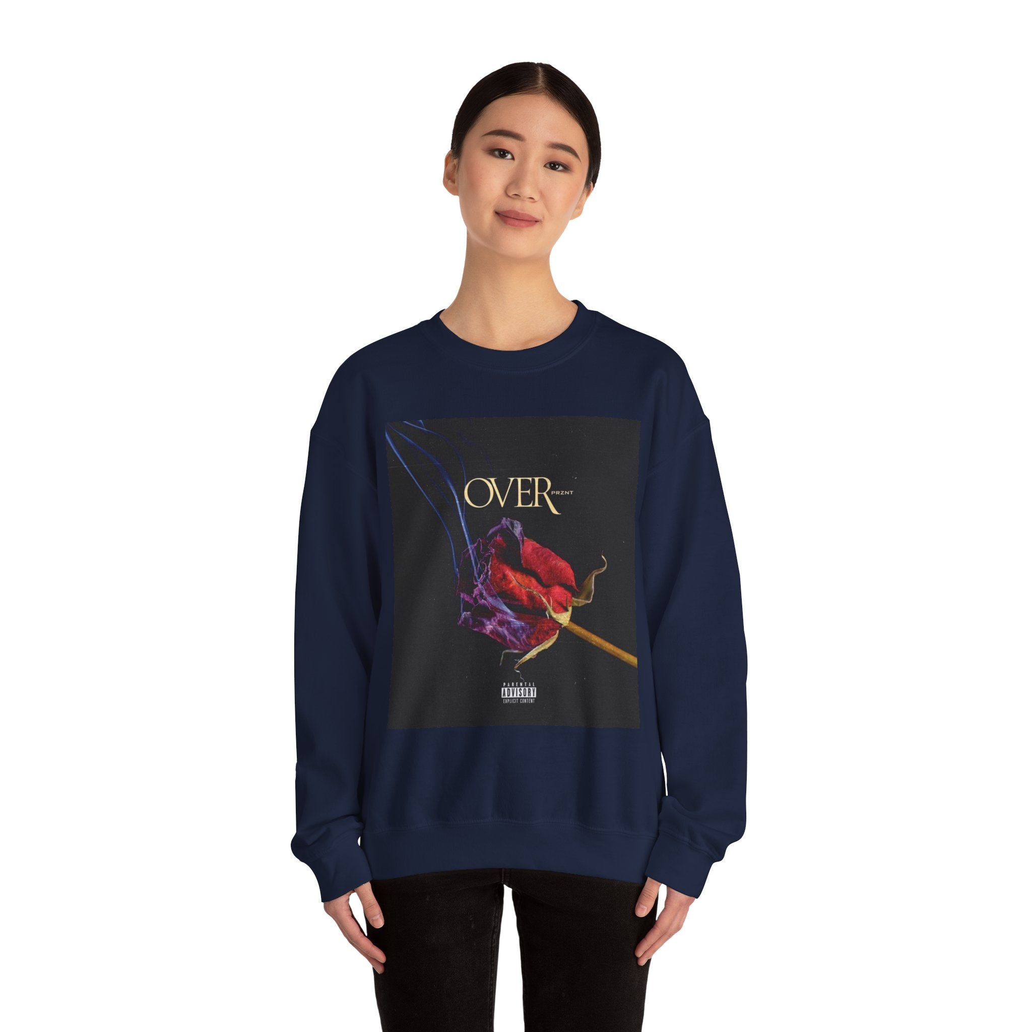 Crewneck Sweatshirt - "OVER" Rose Graphic with Legaciess Gold Logo
