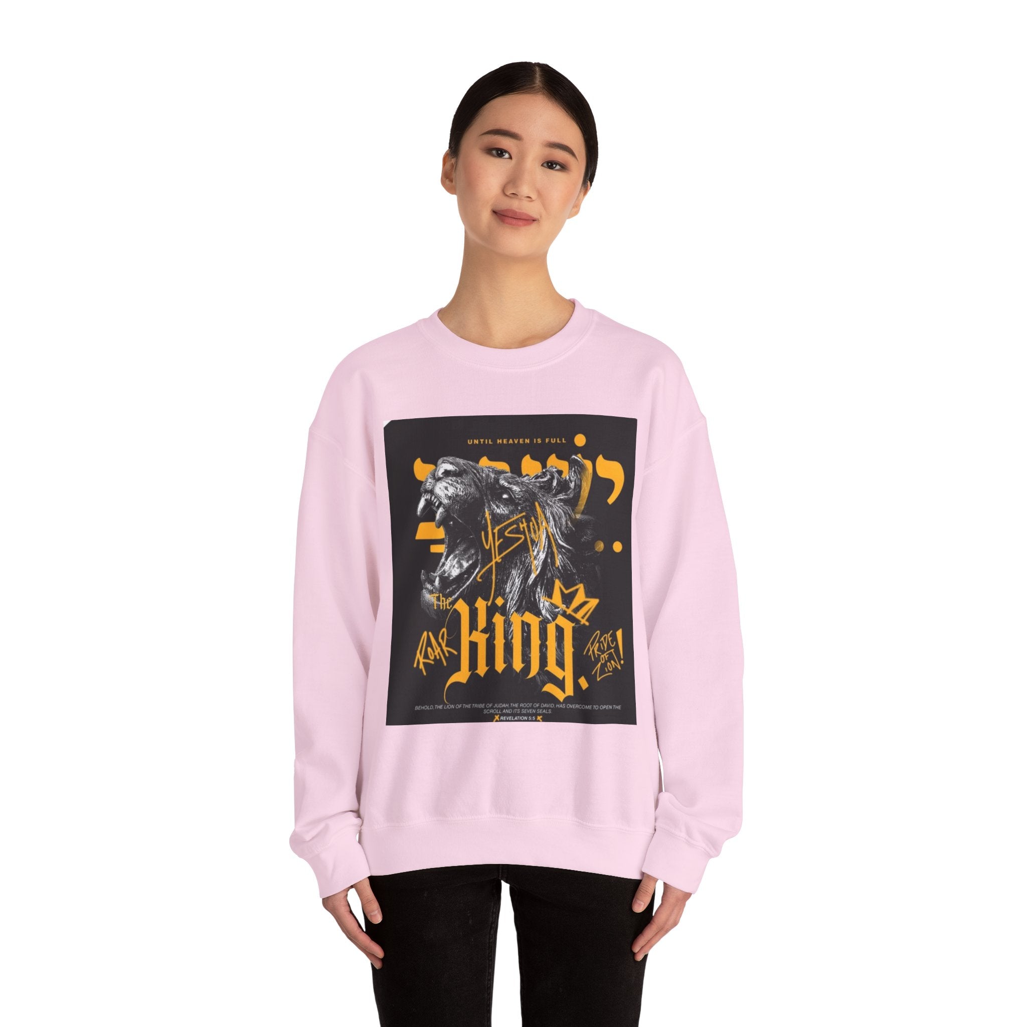 King Lion Crewneck Sweatshirt — 'King' Graphic Pullover for Bold Streetwear