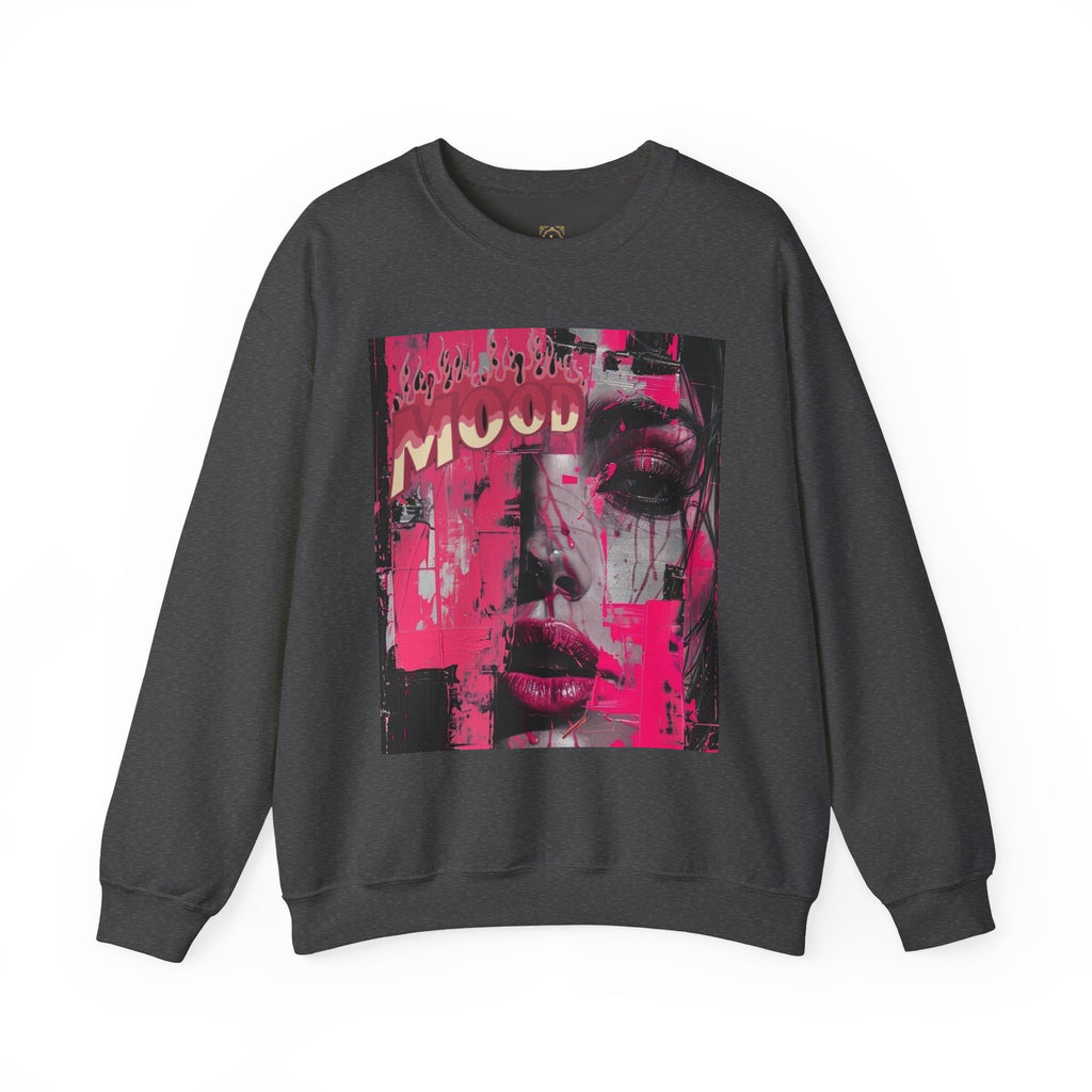 Graphic Crewneck Sweatshirt — Pink Glitch Portrait “MOOD”