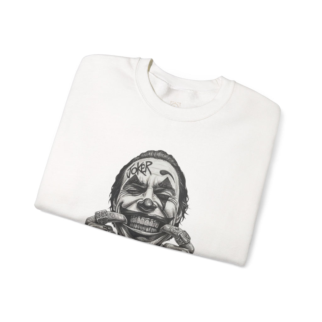 Joker Smile Crewneck Sweatshirt — Grinning Clown Graphic Pullover