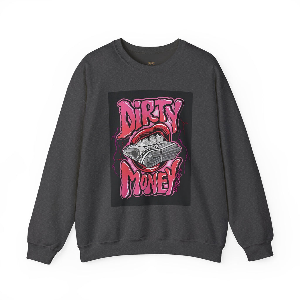 Dirty Money Crewneck Sweatshirt – Retro Graphic Money & Lips Design