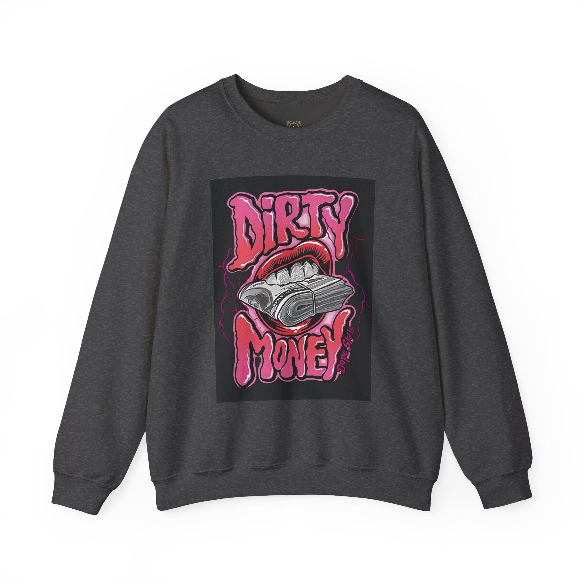 Dirty Money Crewneck Sweatshirt – Retro Graphic Money & Lips Design