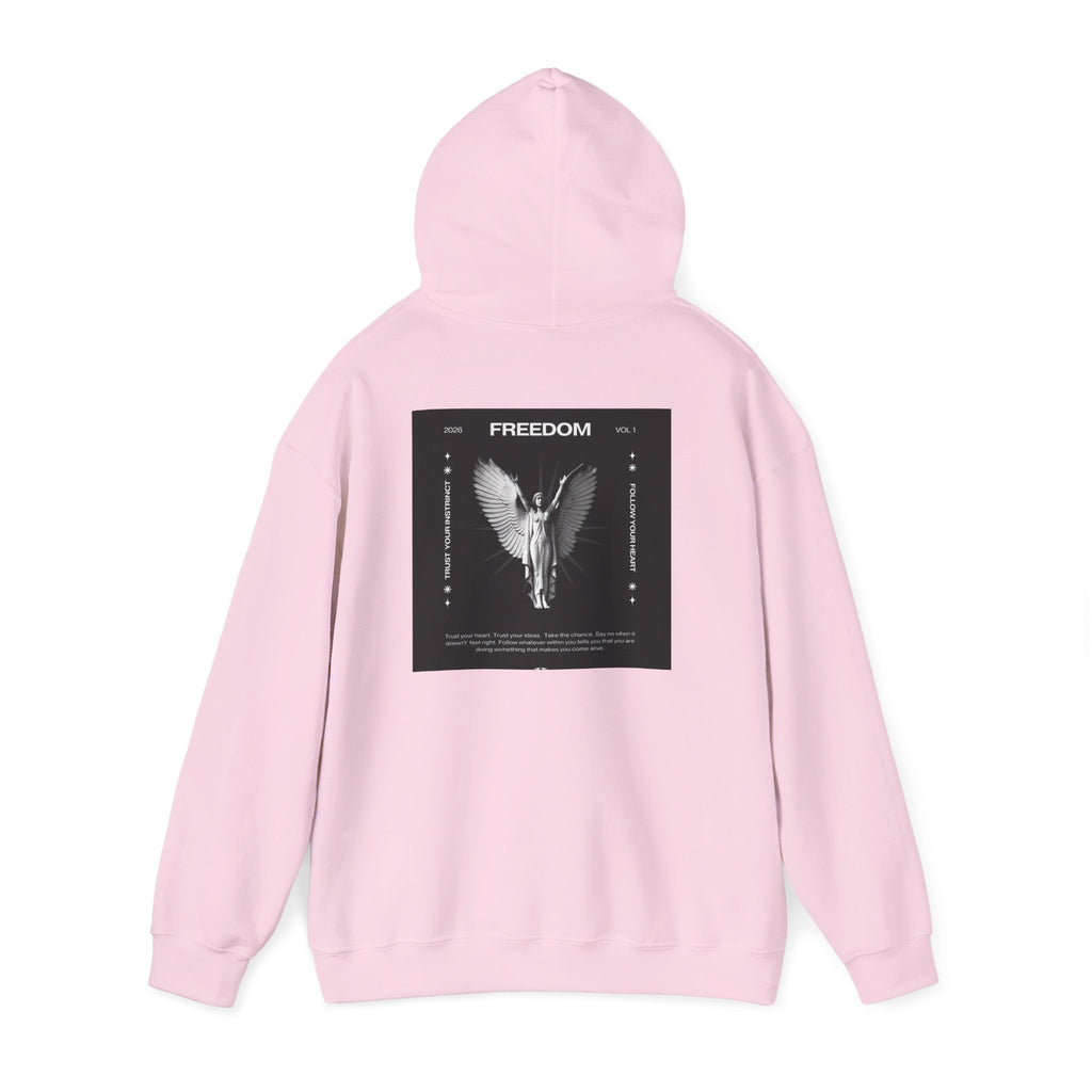 Freedom Angel Hoodie — Gothic Black & White Angel Wings Sweatshirt