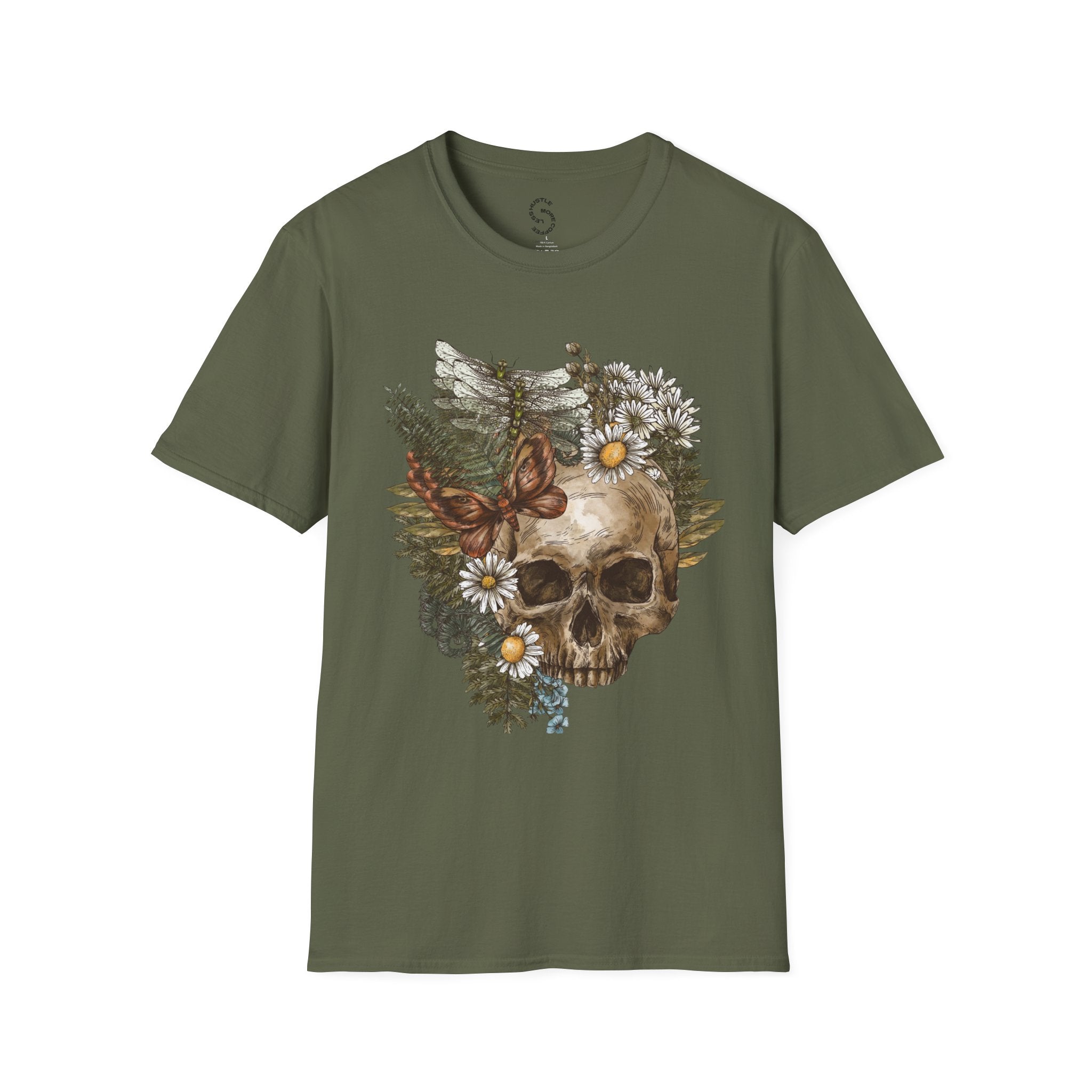 Skull & Daisies Graphic T-Shirt — Botanical Skull Floral Tee
