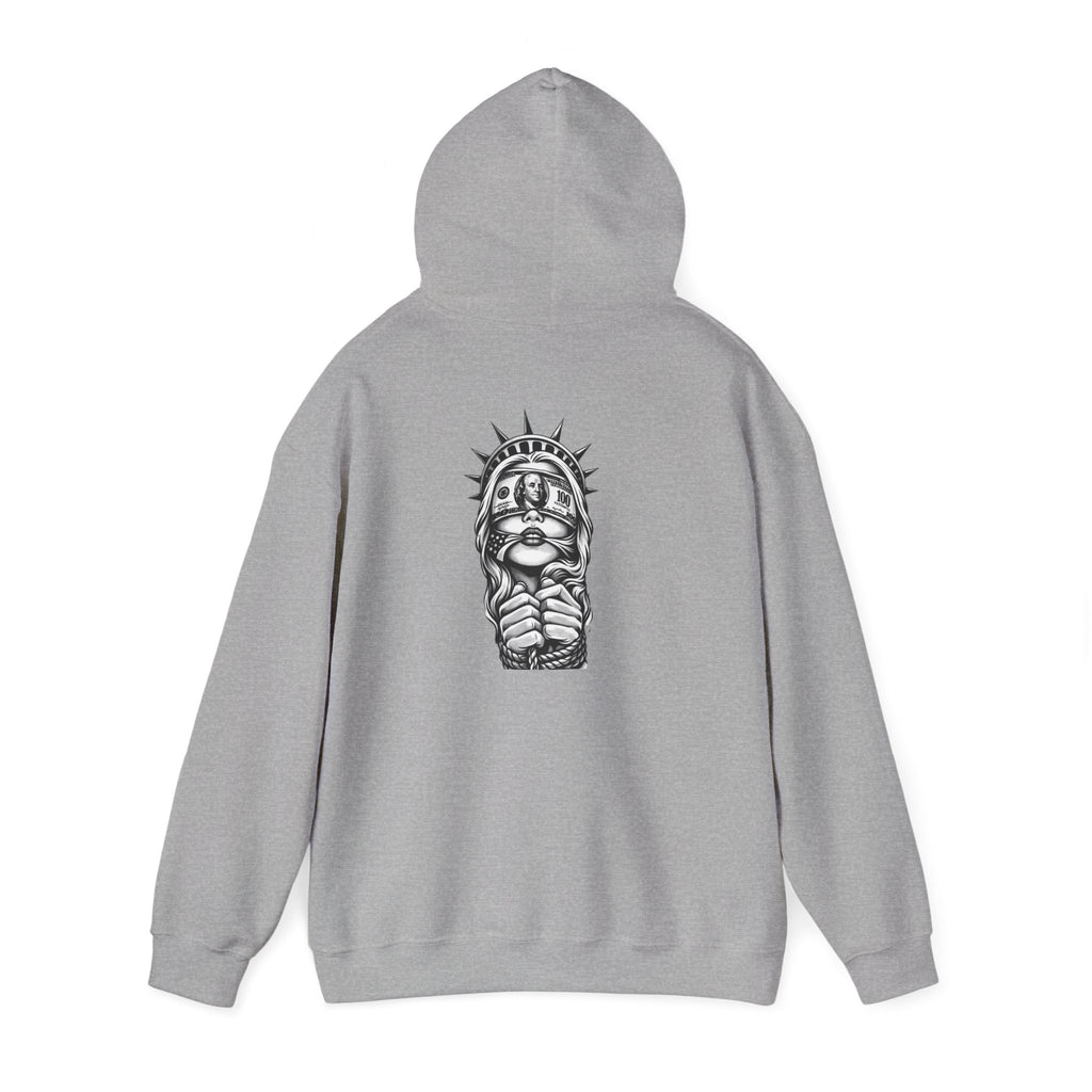 Statue of Liberty Prayer Hands Hoodie — Gothic Liberty Graphic Sweatshirt
