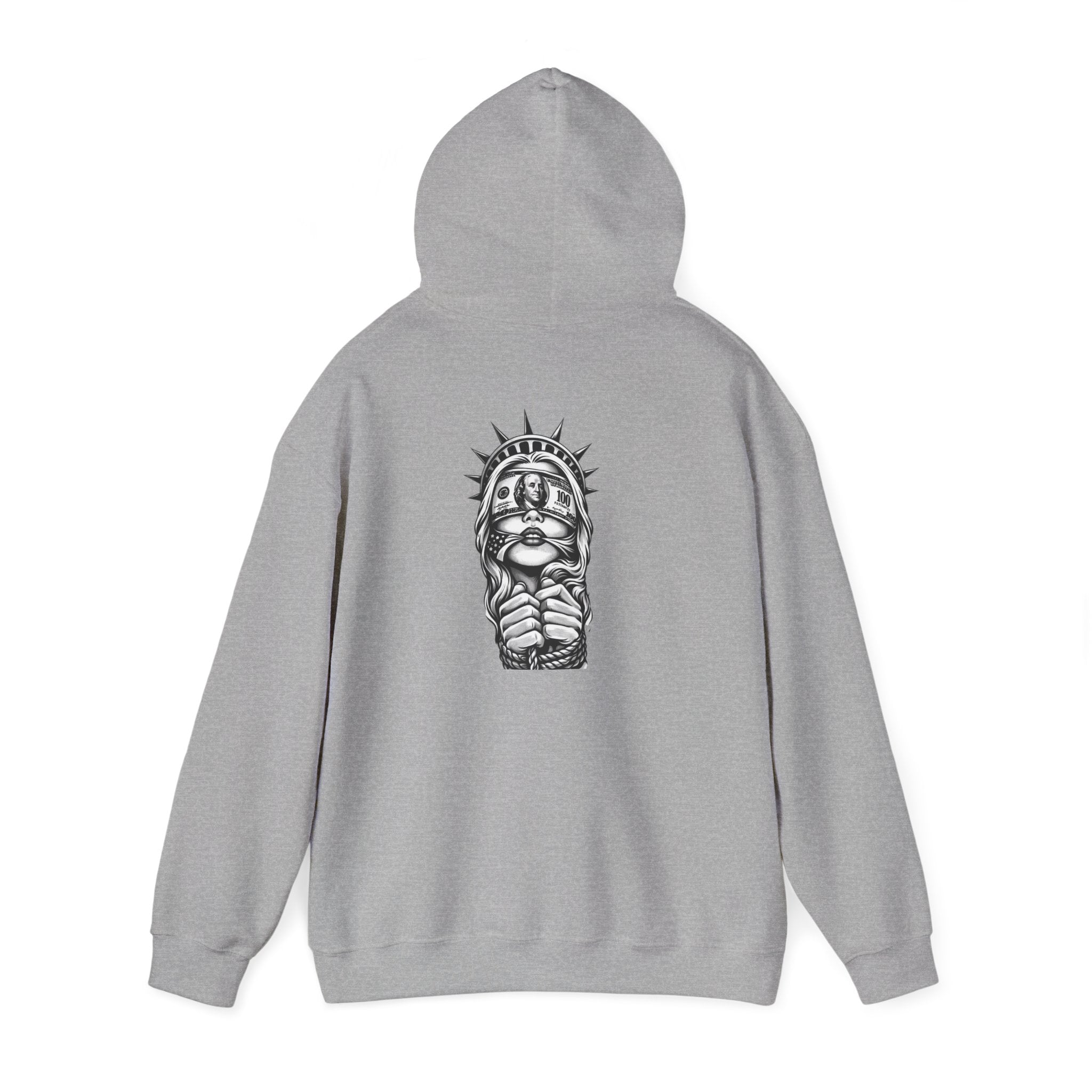 Statue of Liberty Prayer Hands Hoodie — Gothic Liberty Graphic Sweatshirt