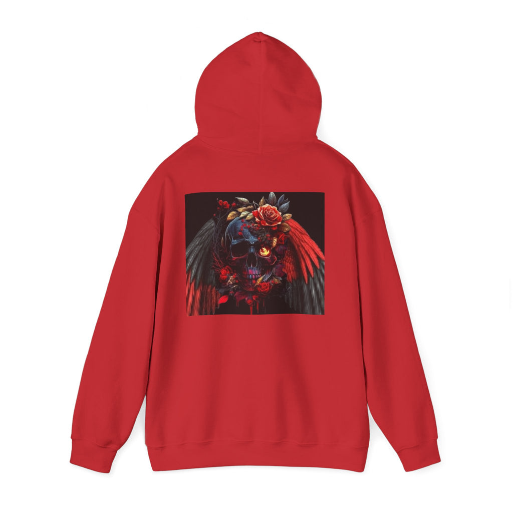 Skull Rose Wings Hoodie — Gothic Floral Skull Pullover