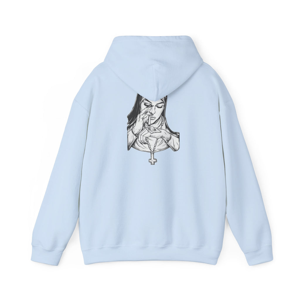 Praying Nun Graphic Hoodie – Gothic Religious Illustration Sweatshirt
