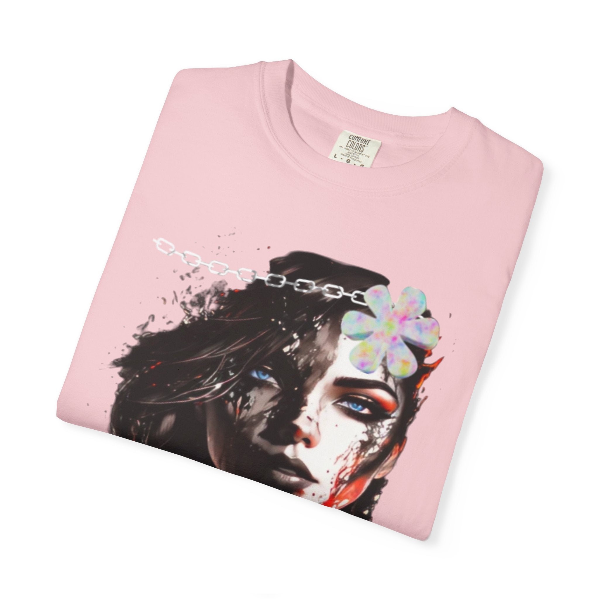 Artistic Femme Portrait T-Shirt — Watercolor Floral Face Graphic Tee