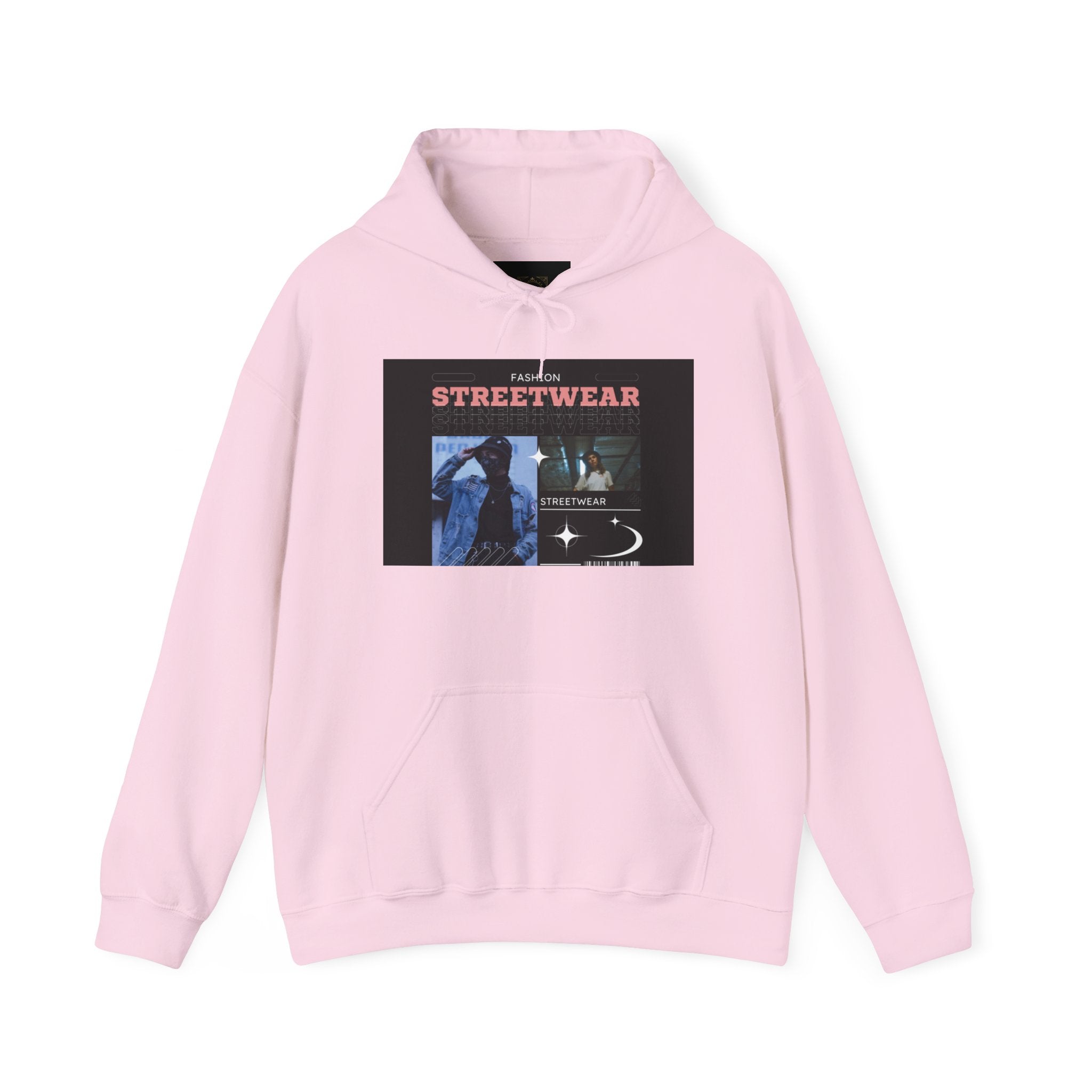 Streetwear Graphic Hoodie — Vintage Noir Collage "STREETWEAR" Design