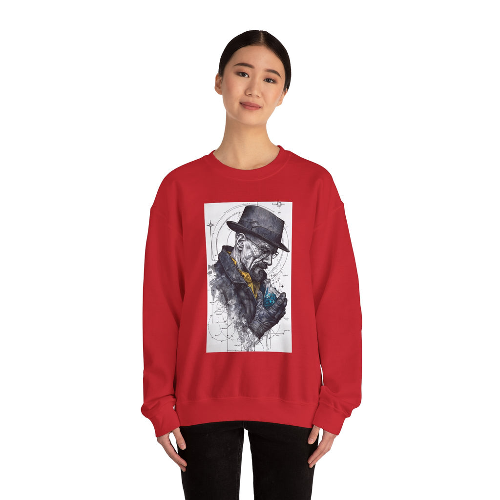 Crewneck Sweatshirt — Heisenberg Portrait with Blue Crystal Art
