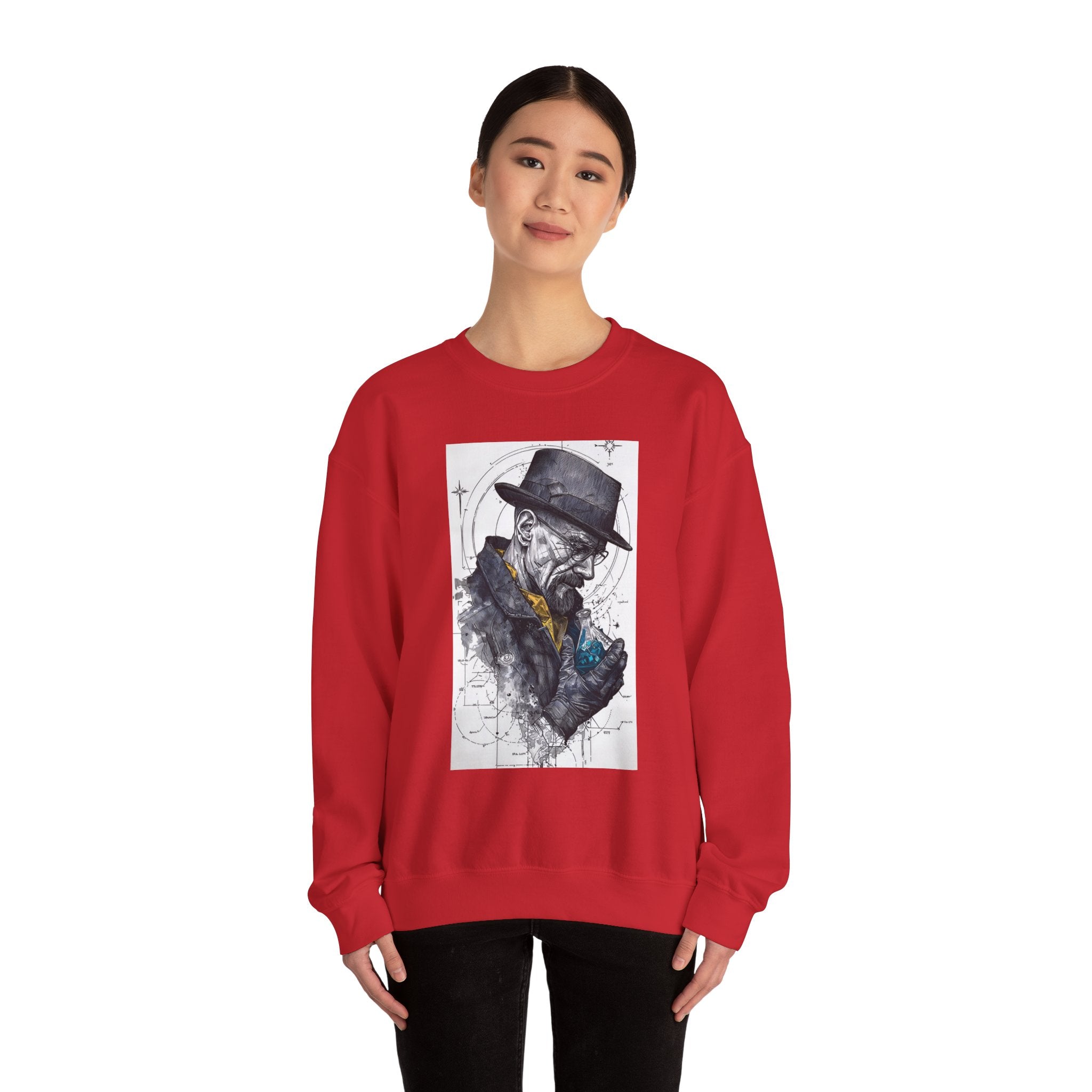 Crewneck Sweatshirt — Heisenberg Portrait with Blue Crystal Art