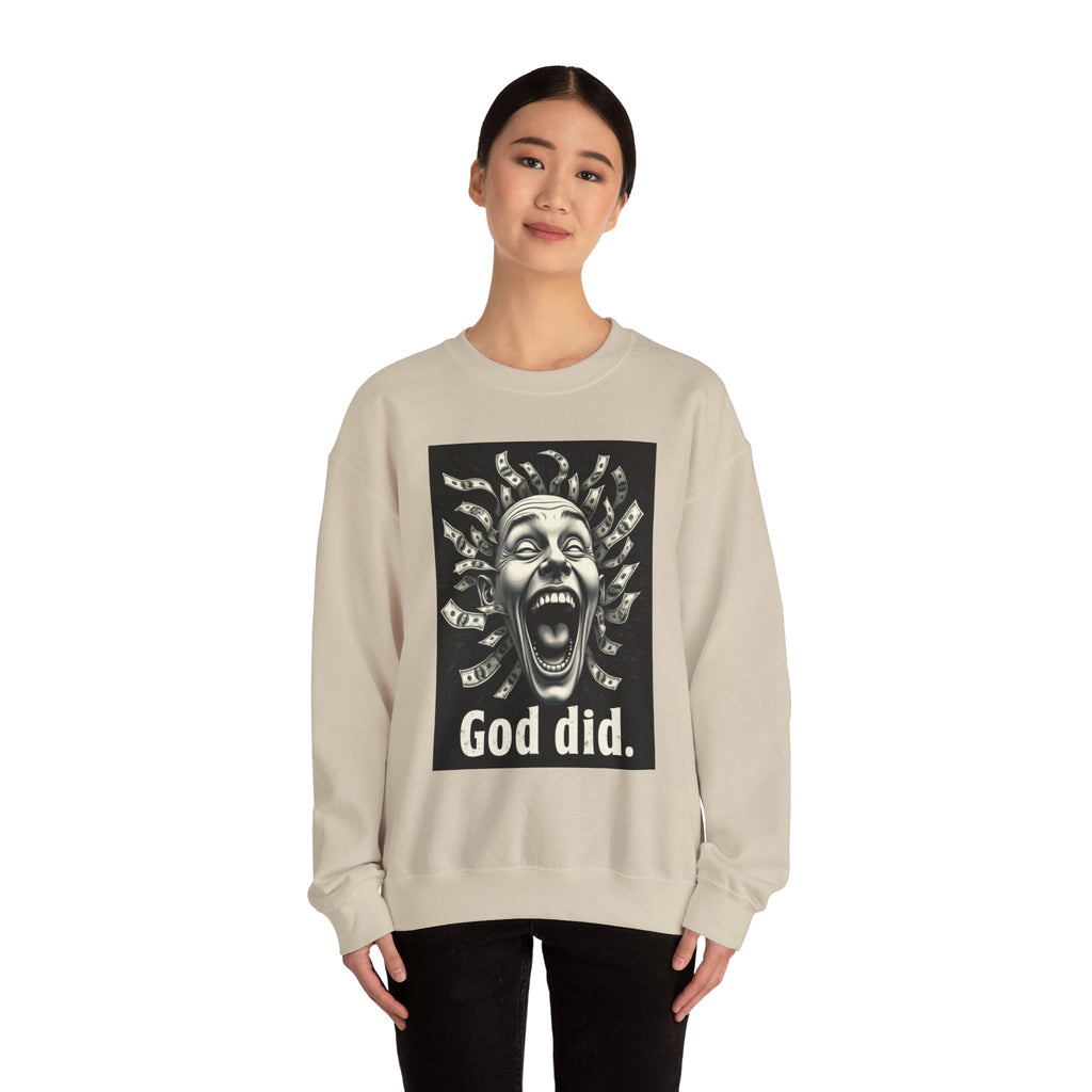 Sweatshirt — 'God Did.' Medusa Money Graphic Crewneck