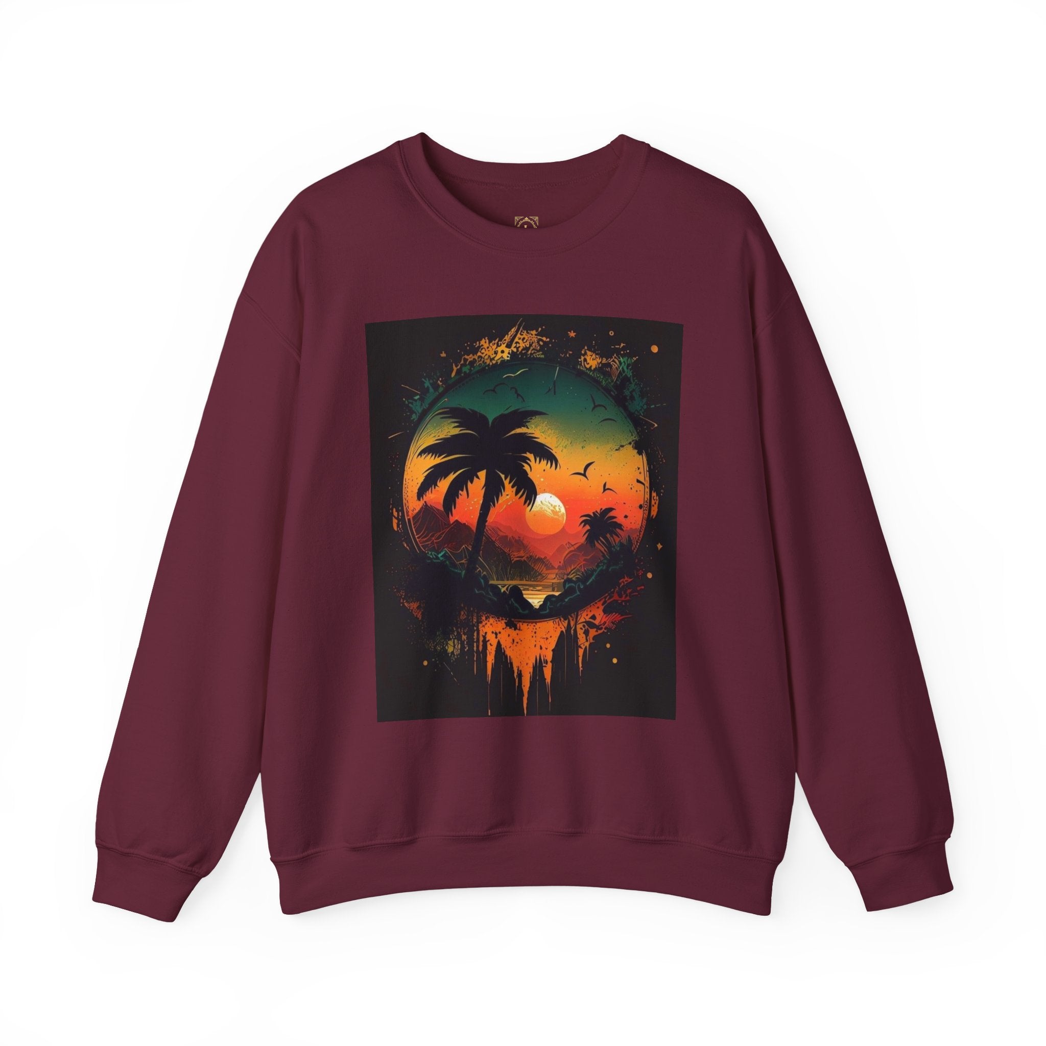 Sunset Island Sweatshirt — Tropical Palm Sunset Crewneck