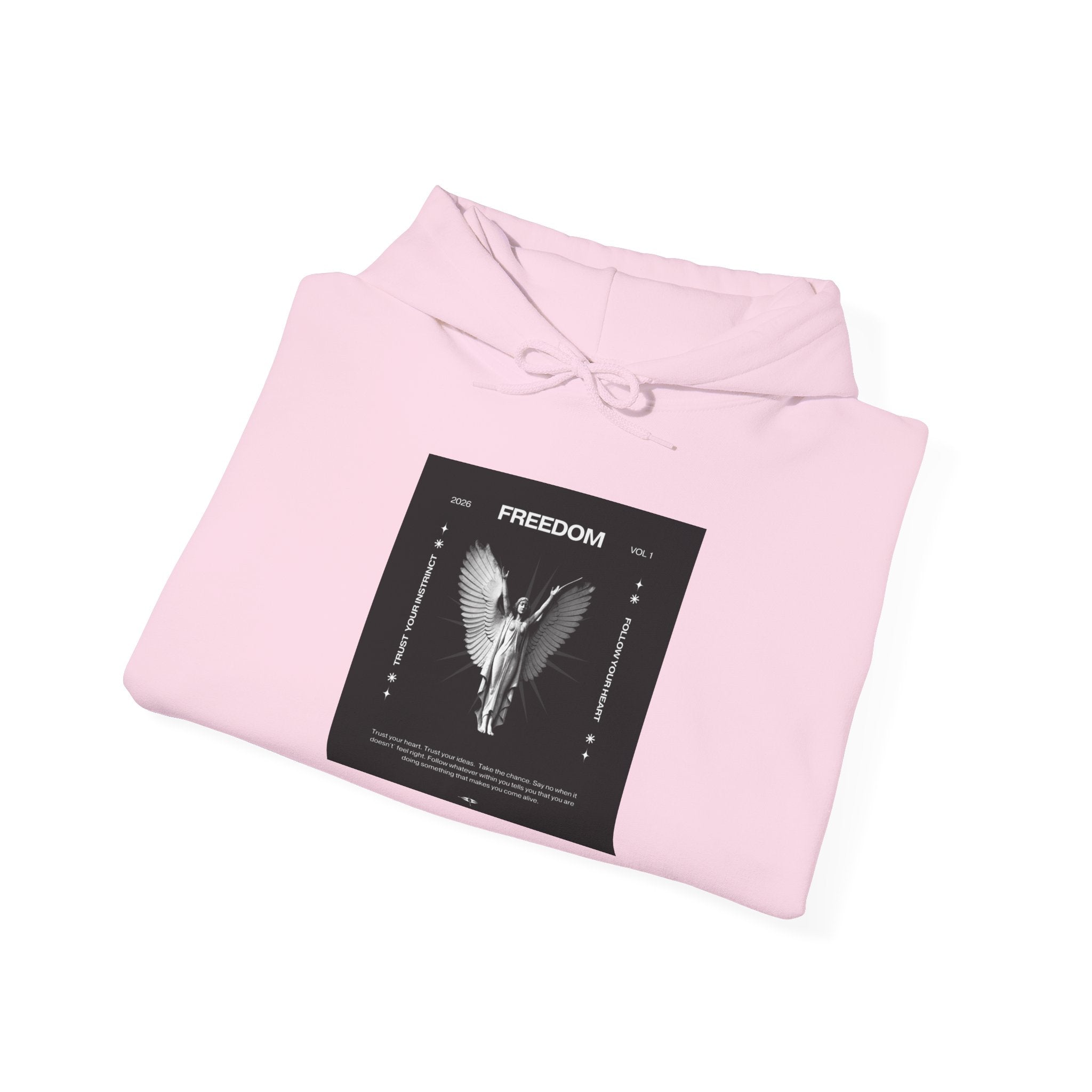 Freedom Angel Hoodie — Gothic Black & White Angel Wings Sweatshirt