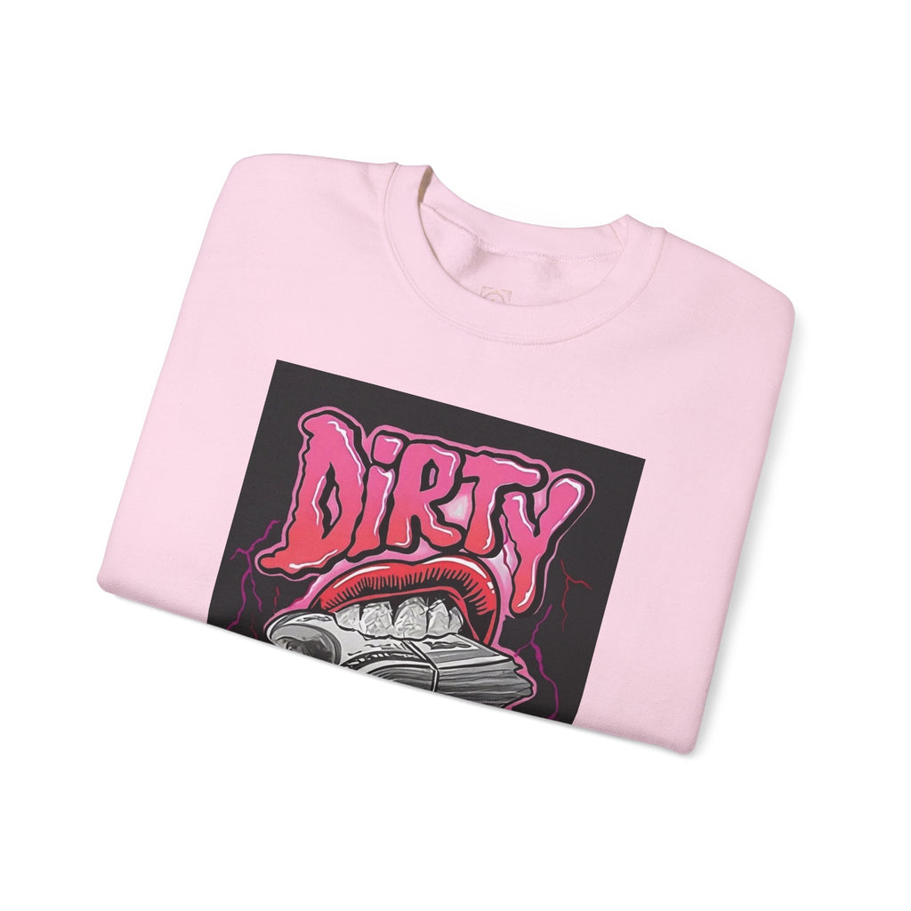 Dirty Money Crewneck Sweatshirt – Retro Graphic Money & Lips Design