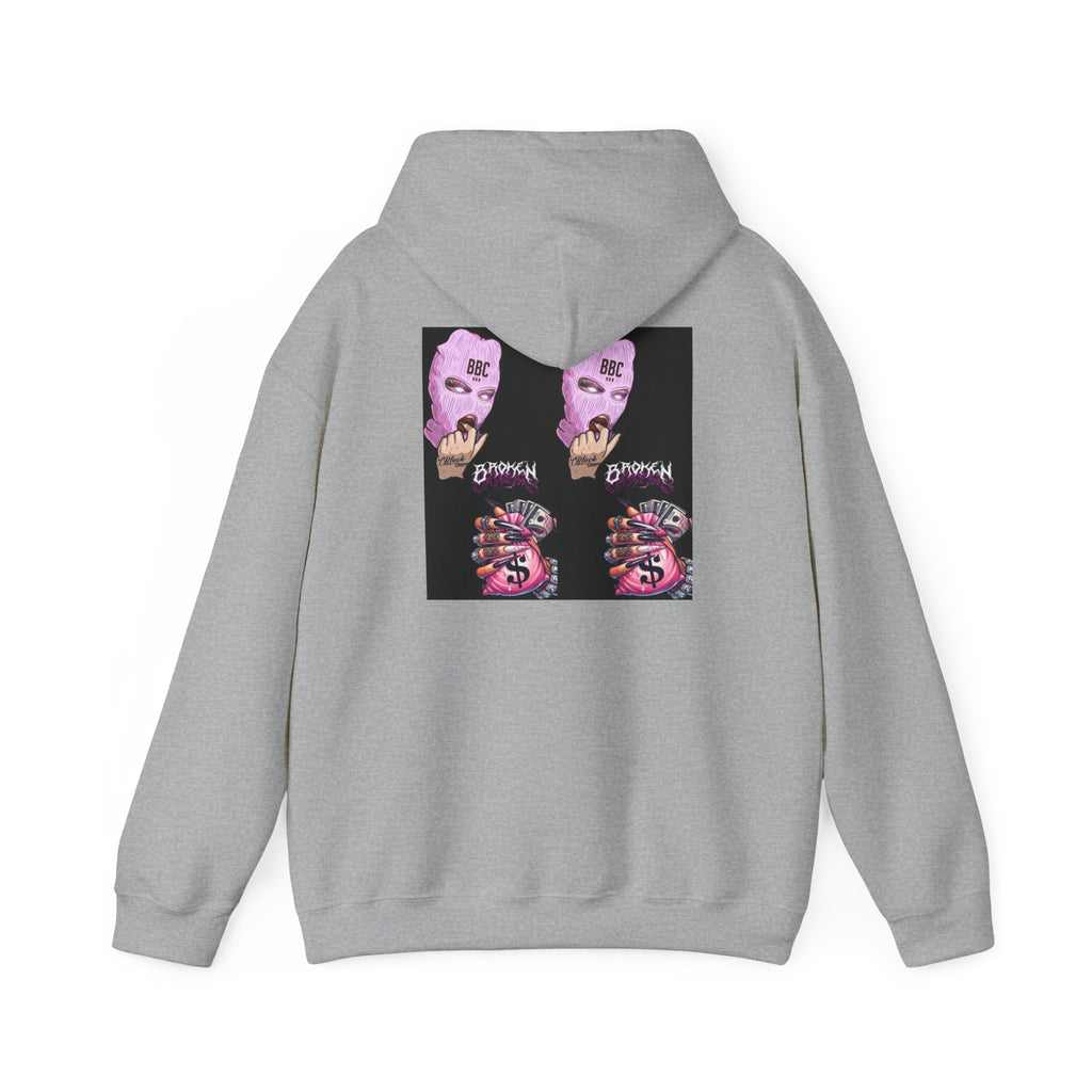 Horror Collage Hoodie — Spooky Pink Skull & Claw Graphic Sweatshirt