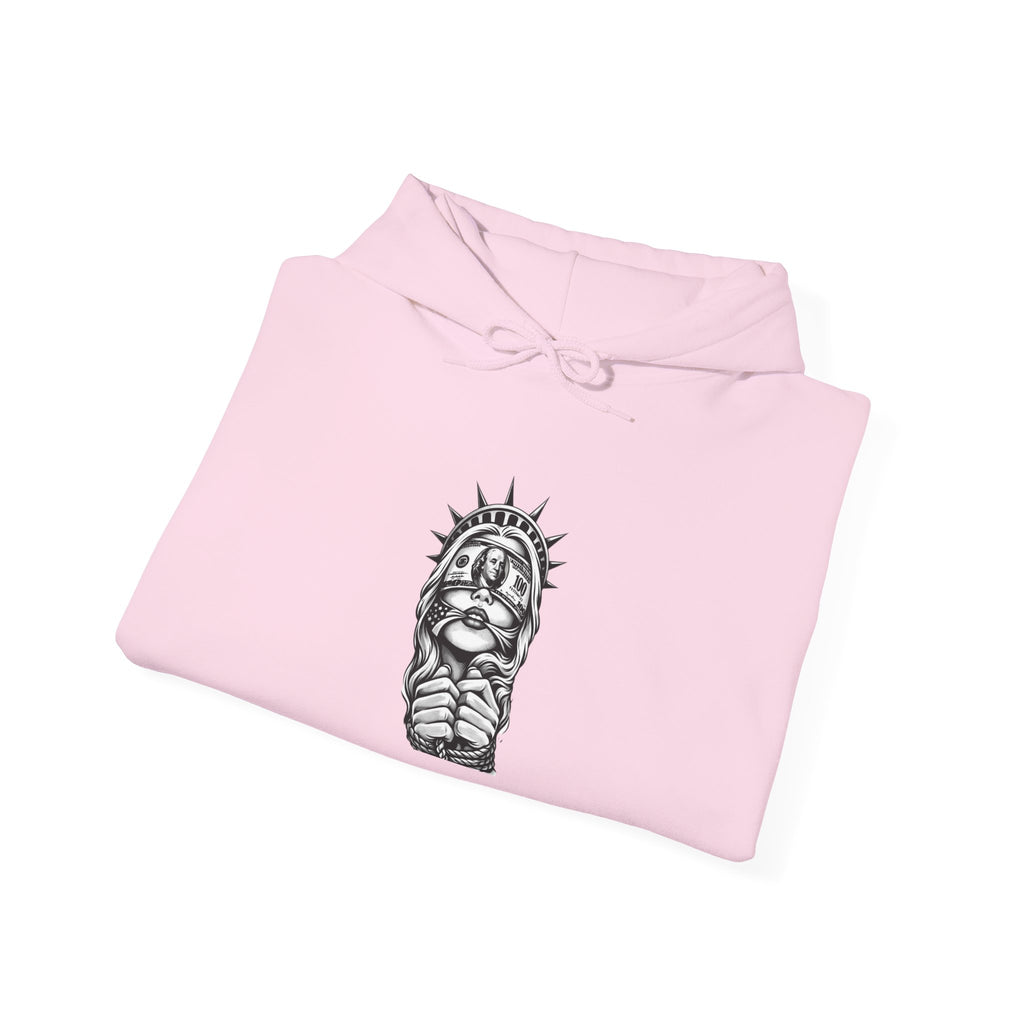 Statue of Liberty Prayer Hands Hoodie — Gothic Liberty Graphic Sweatshirt