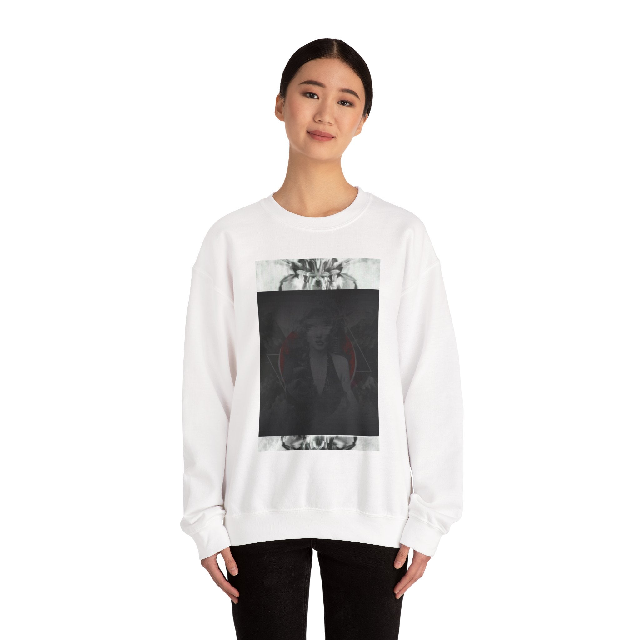 Crewneck Sweatshirt — Dark Abstract Chest Print with 'Legaciess' Gold Back Logo