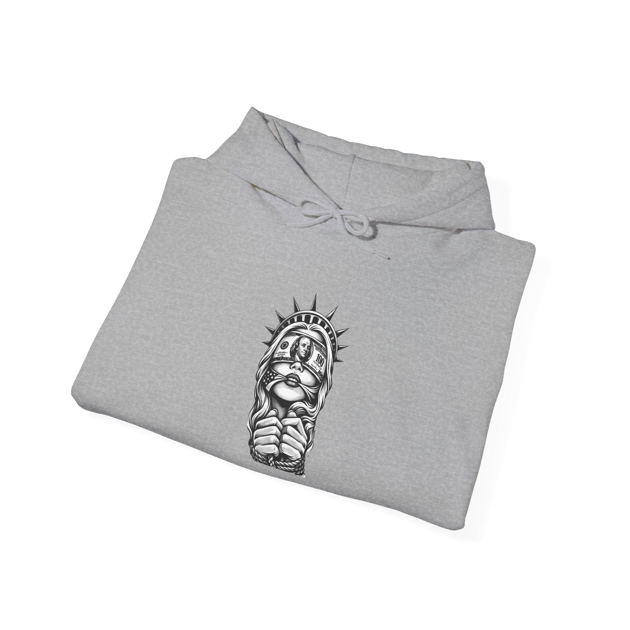 Statue of Liberty Prayer Hands Hoodie — Gothic Liberty Graphic Sweatshirt