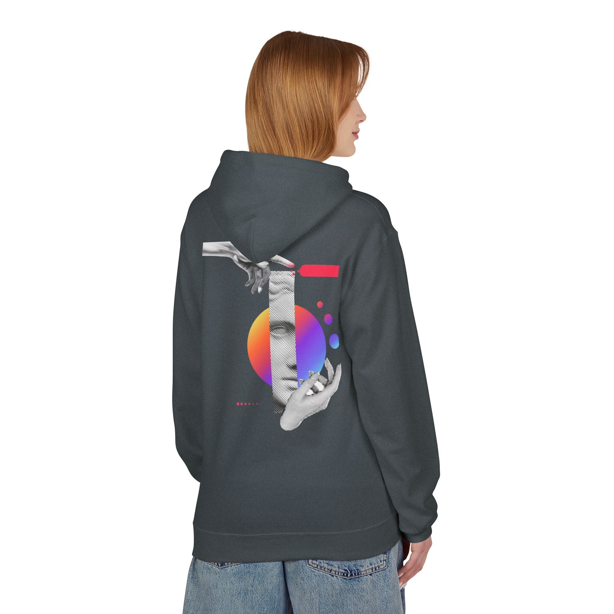 Hoodie — Abstract Hands & Gradient Orb Art Sweatshirt