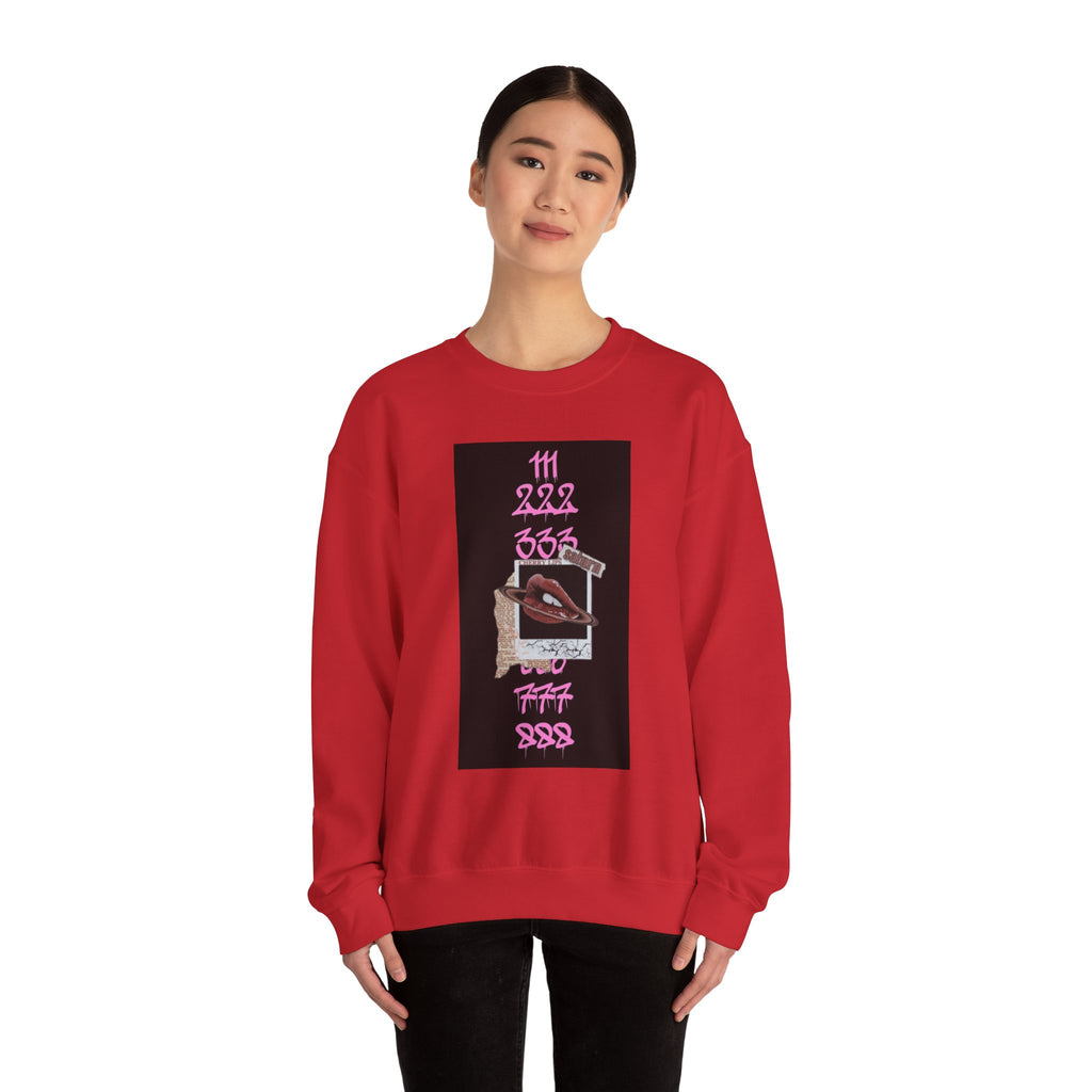 Crewneck Sweatshirt — Vintage Phone Collage with Pink Numbers & 'LEGACIESS' Back Logo