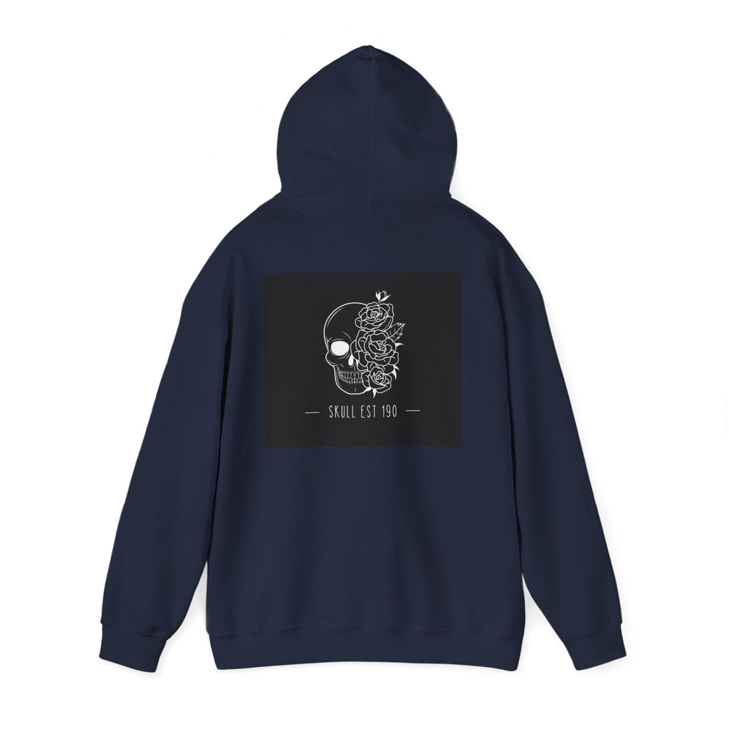 Skull & Roses Hoodie — 'Skull Est 199' Gothic Graphic Pullover