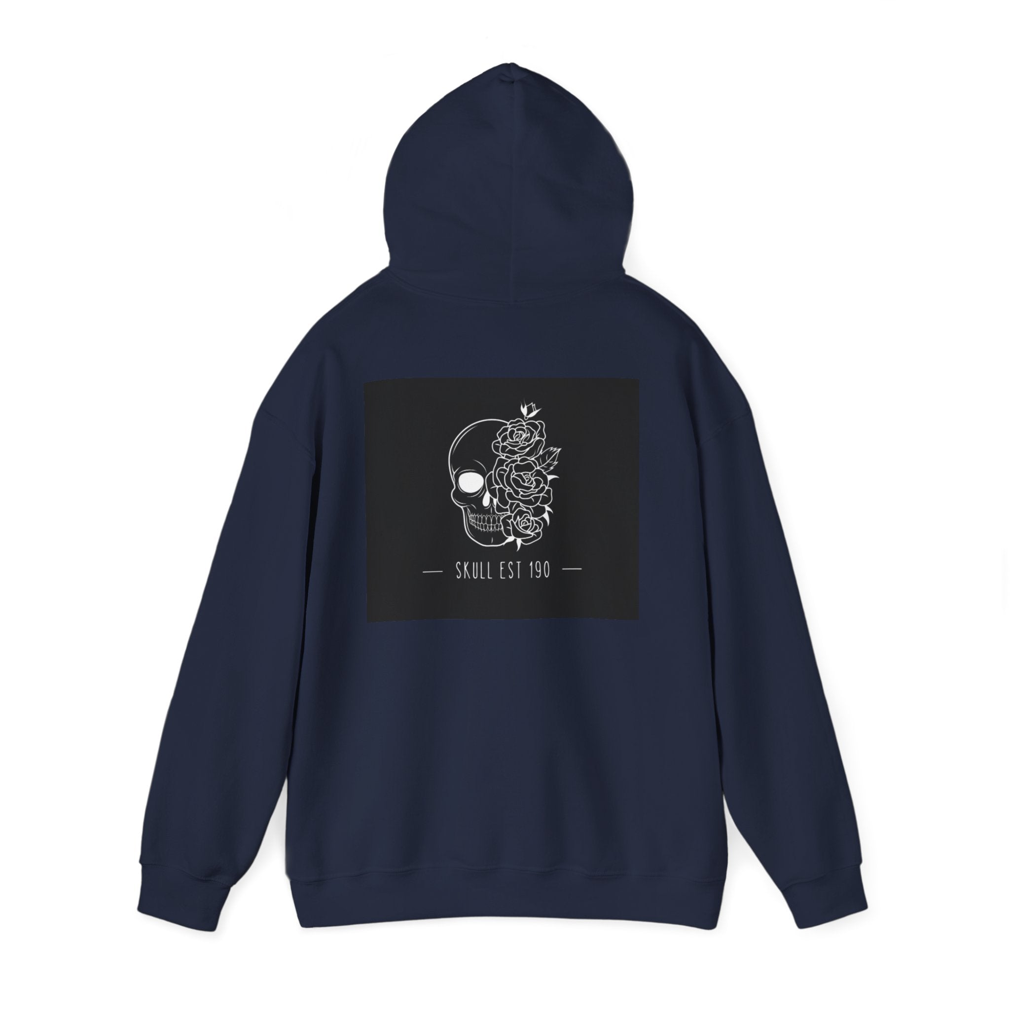 Skull & Roses Hoodie — 'Skull Est 199' Gothic Graphic Pullover