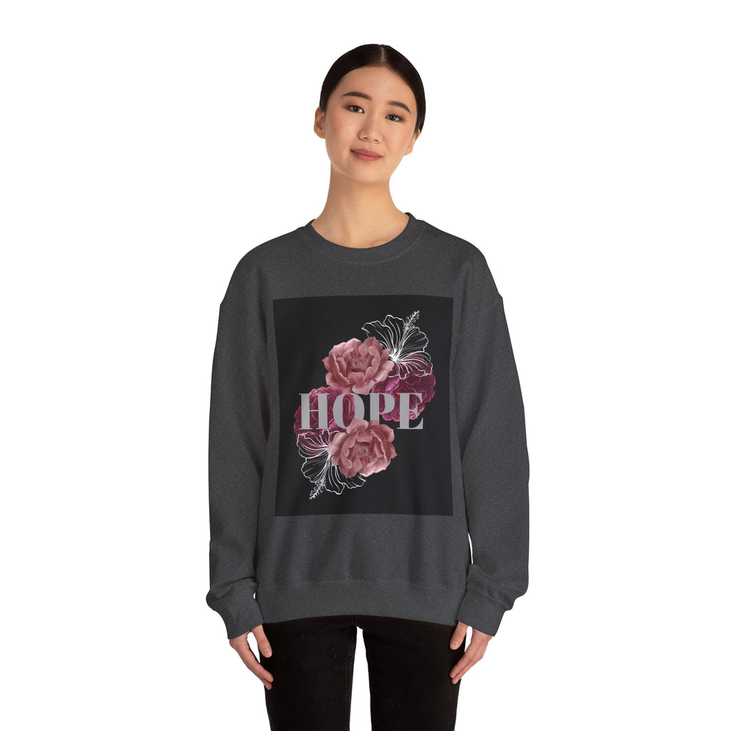 Hope Floral Crewneck Sweatshirt — 'HOPE' Vintage Rose Graphic
